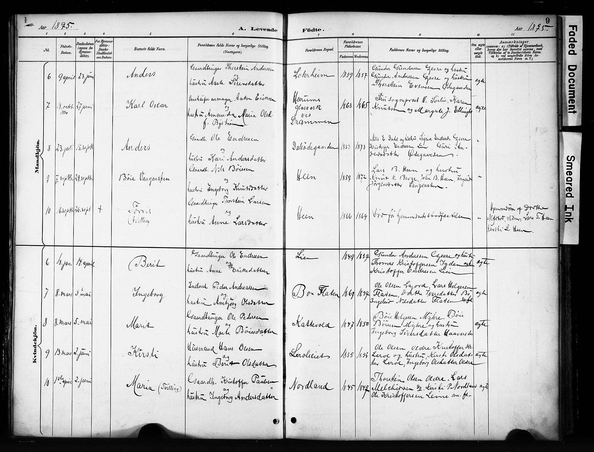 Vang prestekontor, Valdres, SAH/PREST-140/H/Hb/L0006: Parish register (copy) no. 6, 1893-1918, p. 9