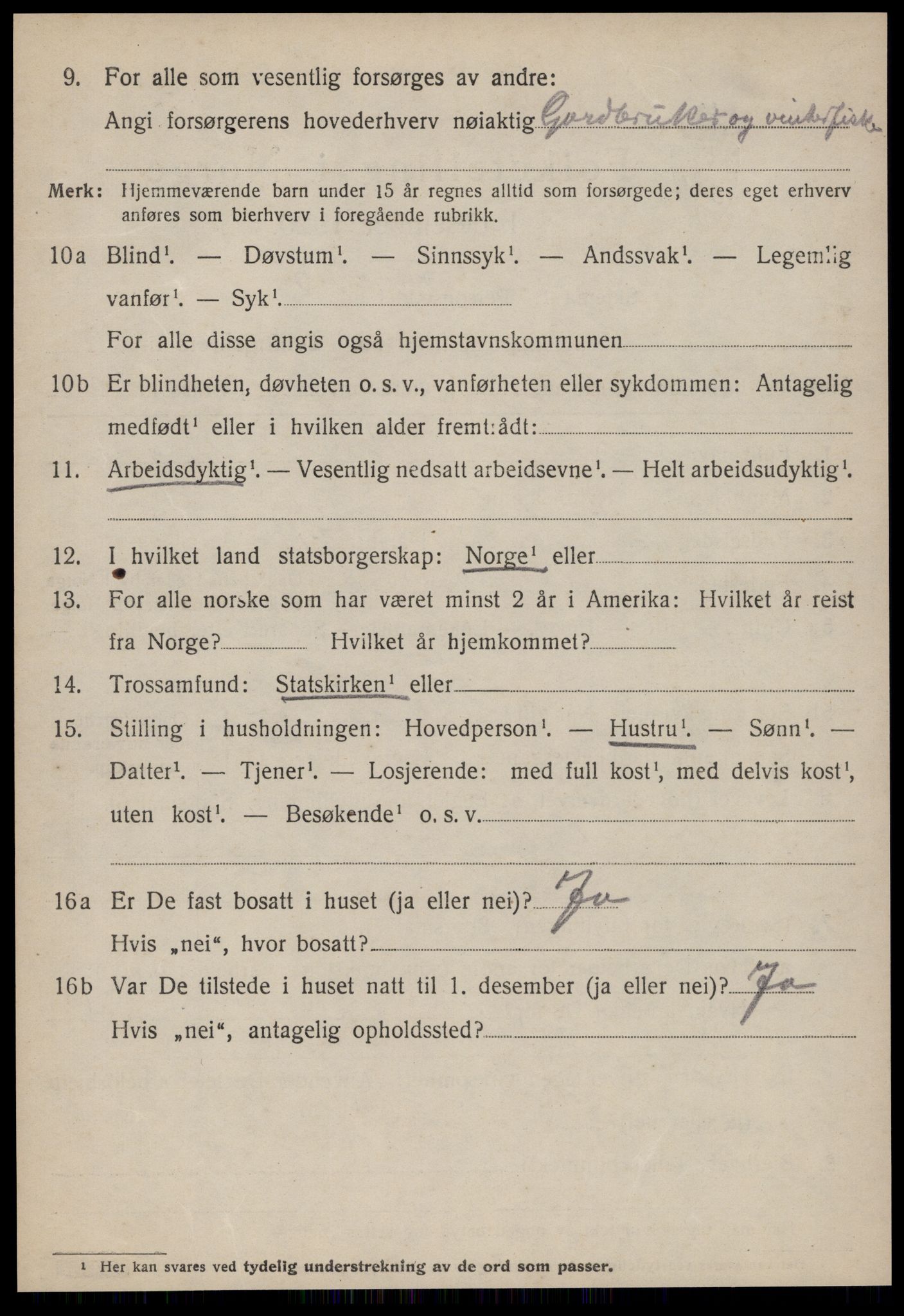 SAT, 1920 census for Vatne, 1920, p. 2195