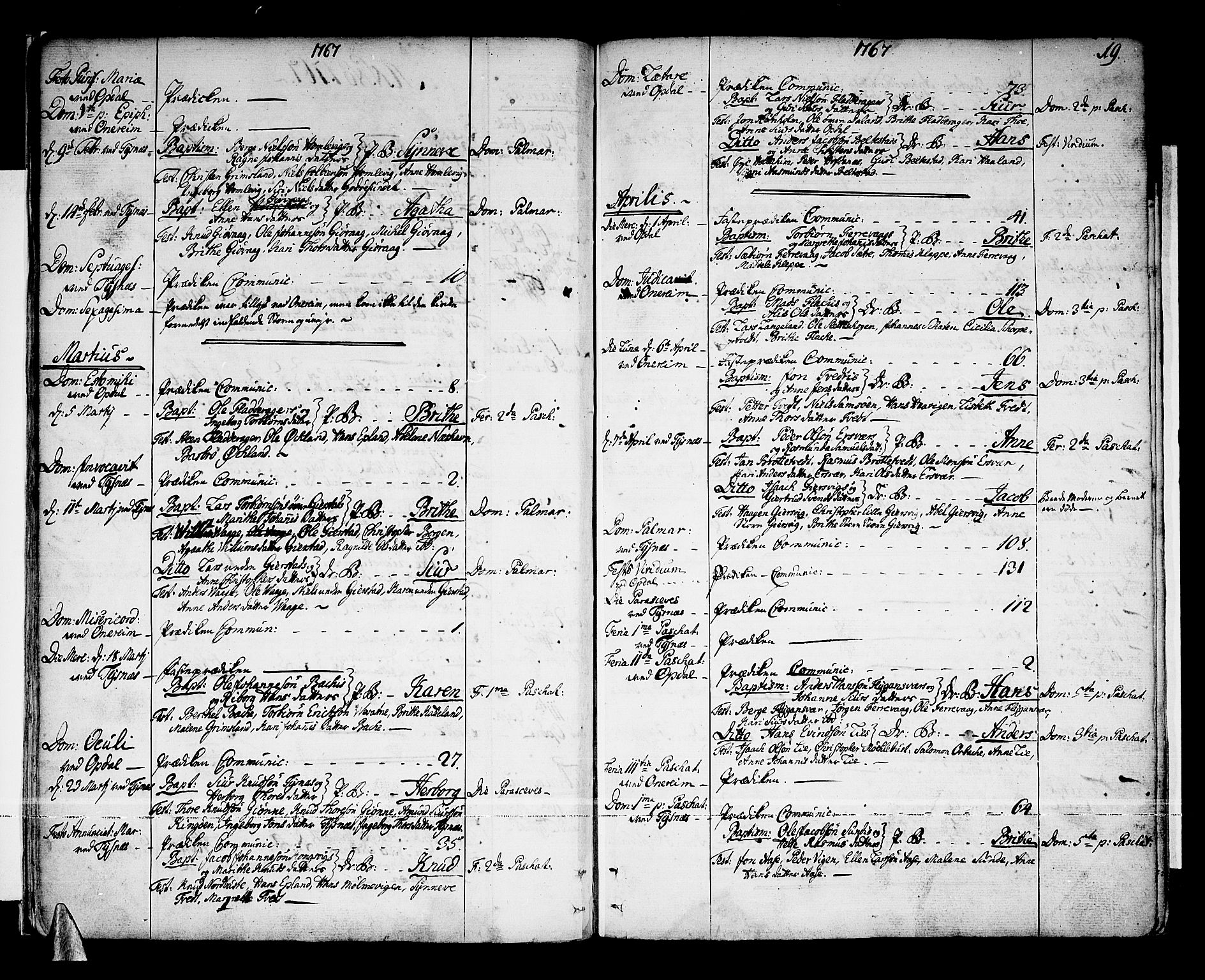 Tysnes sokneprestembete, AV/SAB-A-78601/H/Haa: Parish register (official) no. A 5, 1762-1793, p. 19