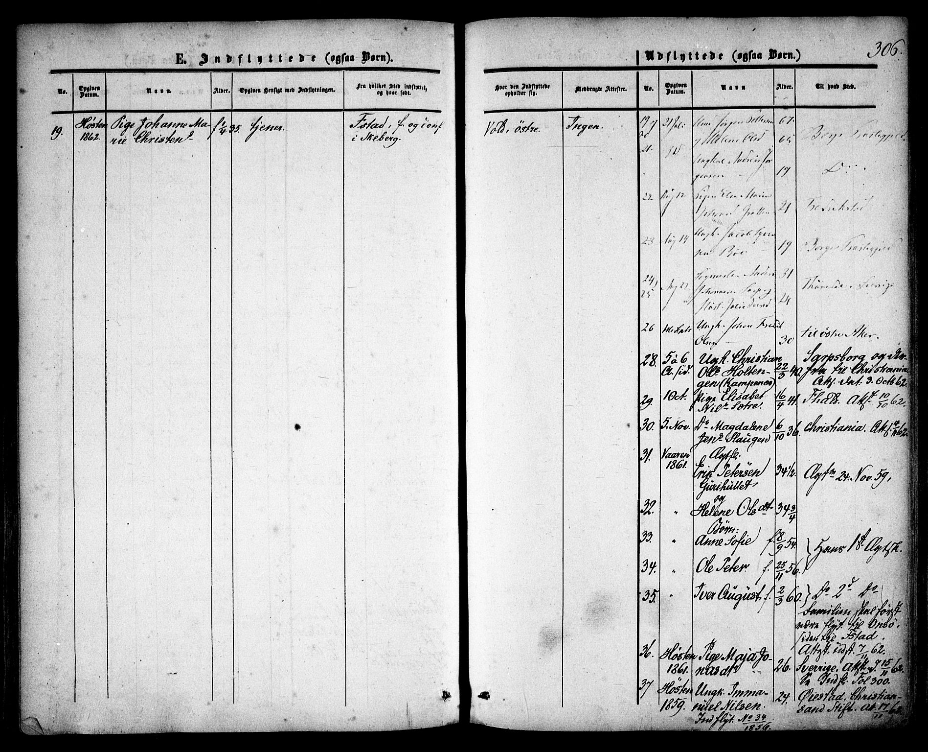 Skjeberg prestekontor Kirkebøker, SAO/A-10923/F/Fa/L0007: Parish register (official) no. I 7, 1859-1868, p. 306