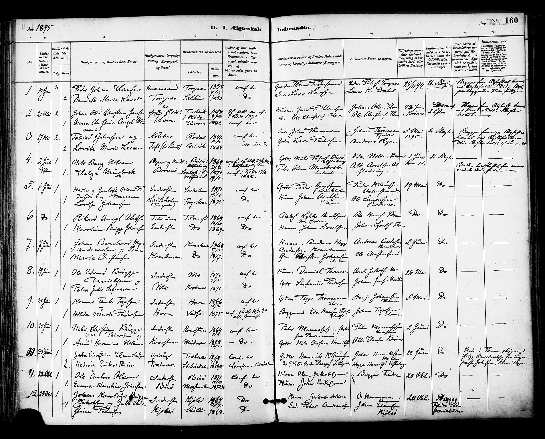 Ministerialprotokoller, klokkerbøker og fødselsregistre - Nordland, SAT/A-1459/813/L0200: Parish register (official) no. 813A10, 1886-1900, p. 160