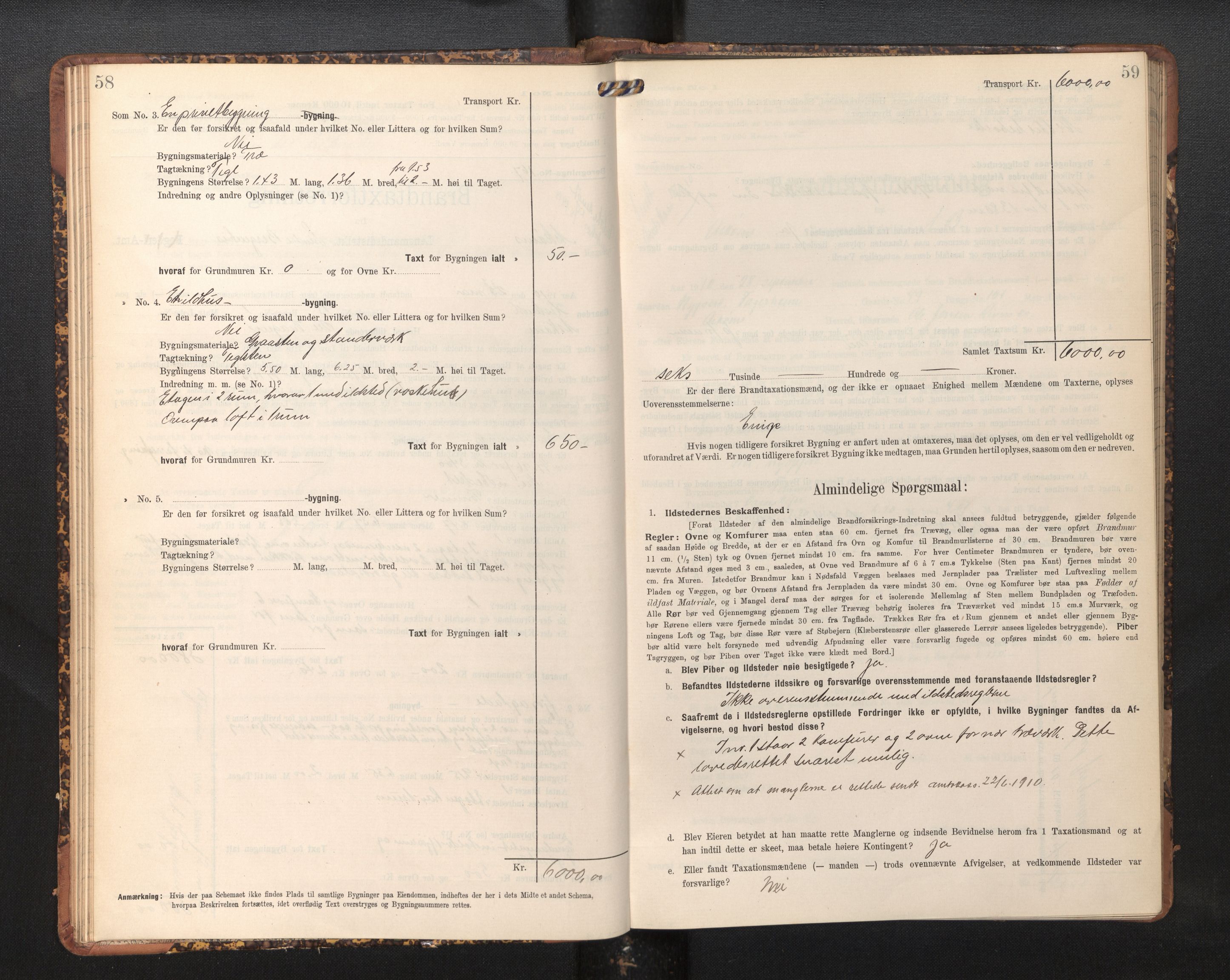 Lensmannen i Askøy, AV/SAB-A-31001/0012/L0006: Branntakstprotokoll, skjematakst, Laksevåg, 1907-1917, p. 58-59