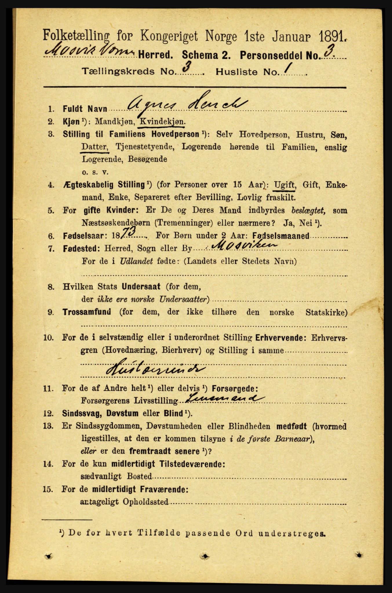 RA, 1891 census for 1723 Mosvik og Verran, 1891, p. 938