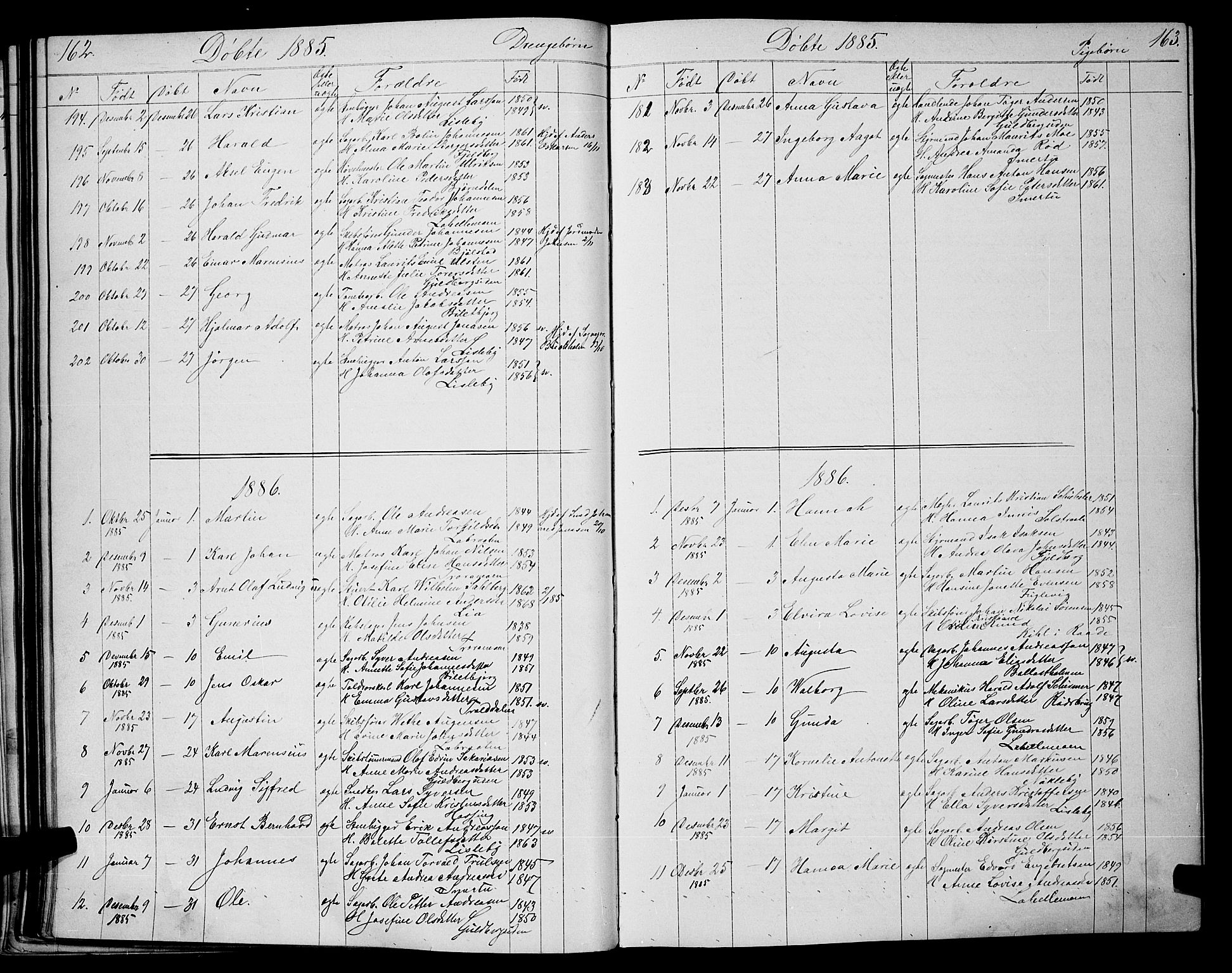 Glemmen prestekontor Kirkebøker, AV/SAO-A-10908/G/Ga/L0005: Parish register (copy) no. 5, 1876-1893, p. 162-163