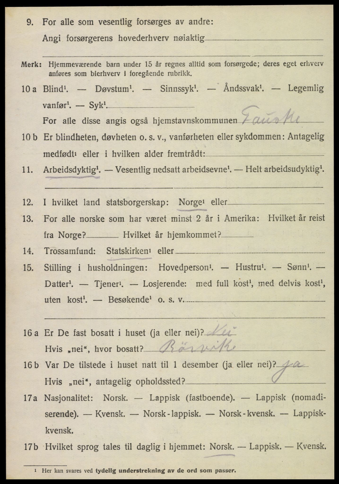 SAT, 1920 census for Fauske, 1920, p. 3481