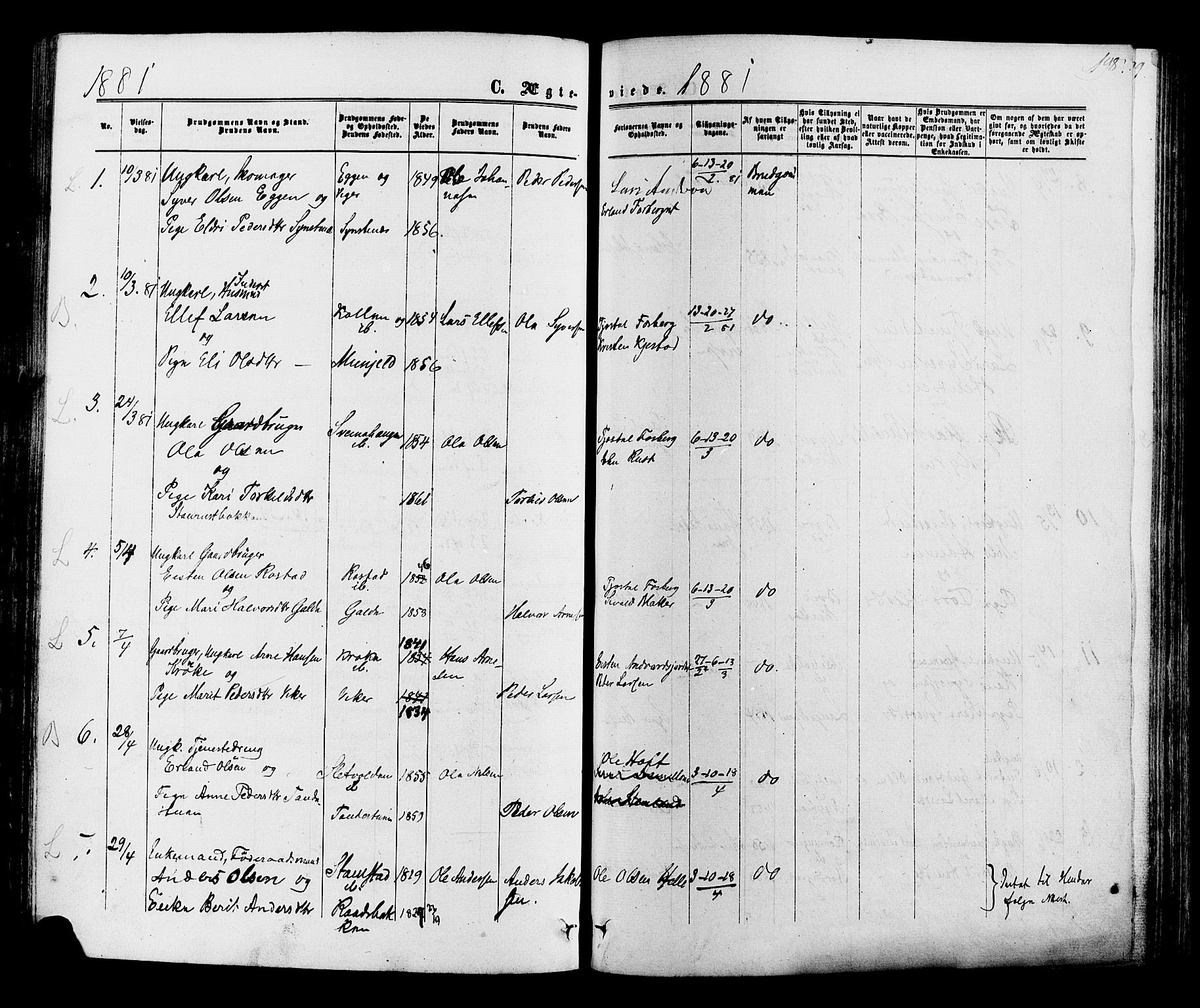 Lom prestekontor, SAH/PREST-070/K/L0007: Parish register (official) no. 7, 1863-1884, p. 198