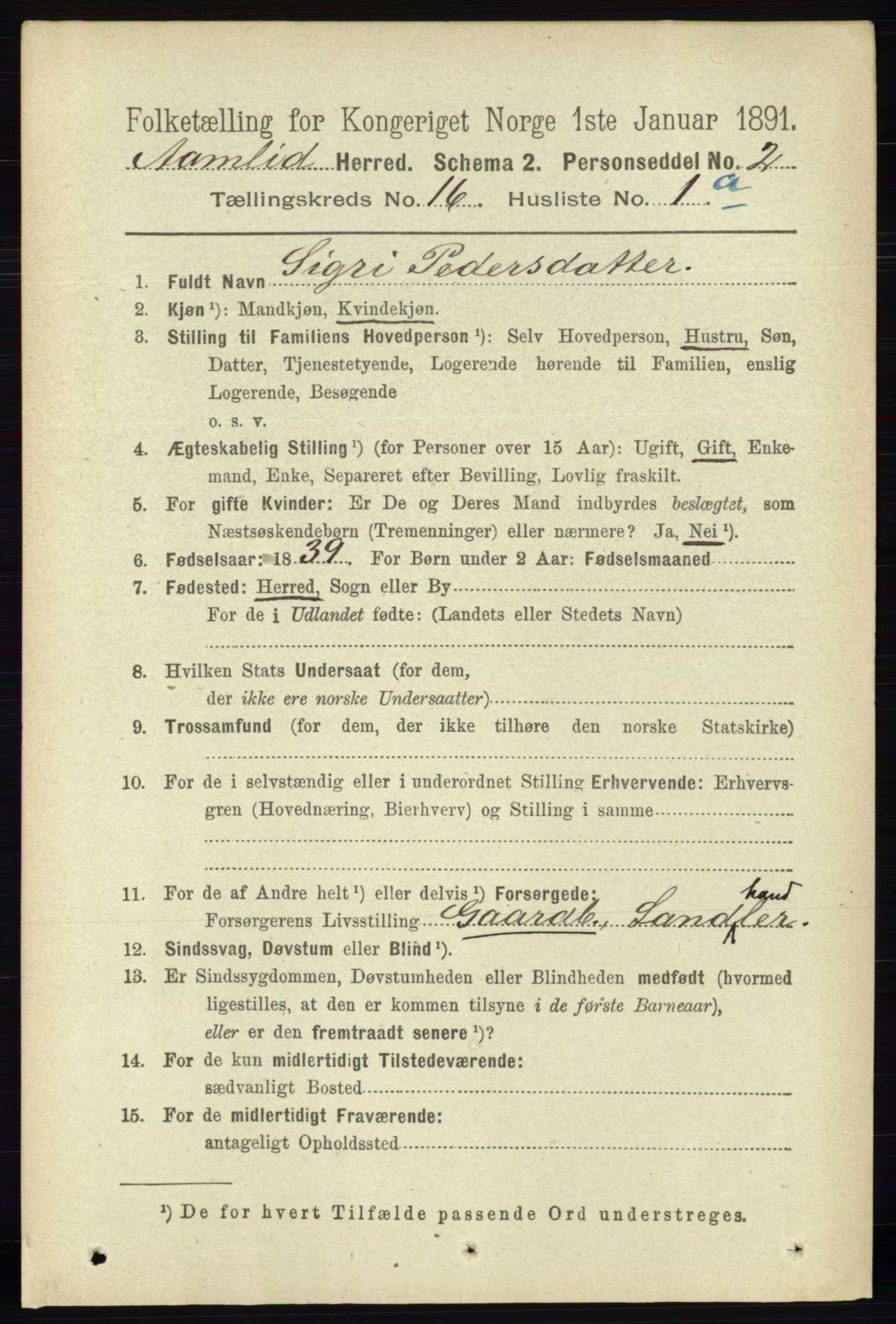 RA, 1891 census for 0929 Åmli, 1891, p. 2686