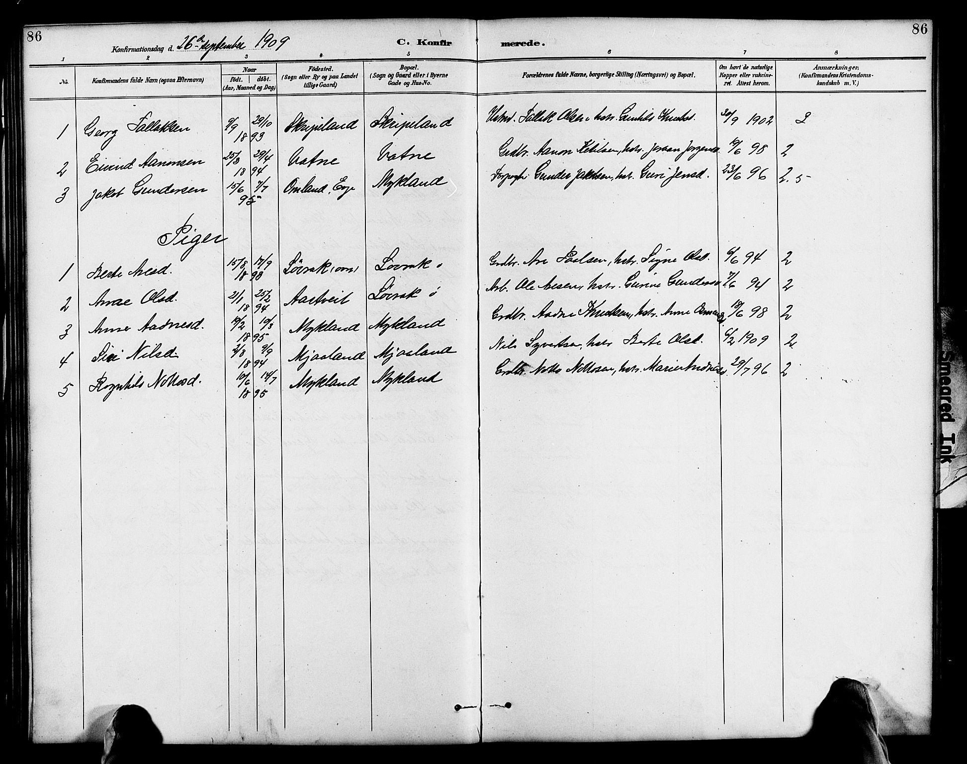 Herefoss sokneprestkontor, AV/SAK-1111-0019/F/Fb/Fbc/L0003: Parish register (copy) no. B 3, 1887-1915, p. 86