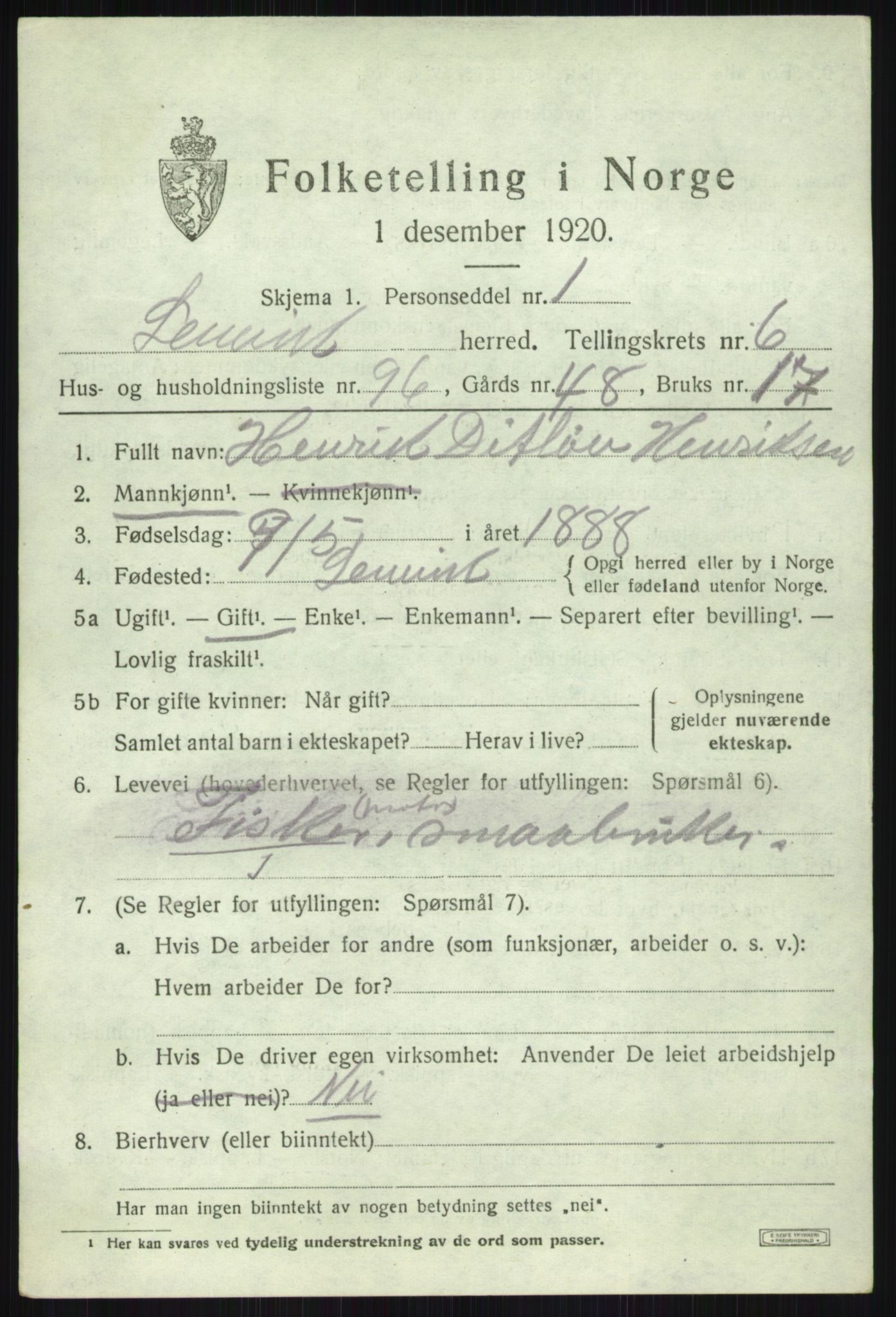 SATØ, 1920 census for Lenvik, 1920, p. 9250