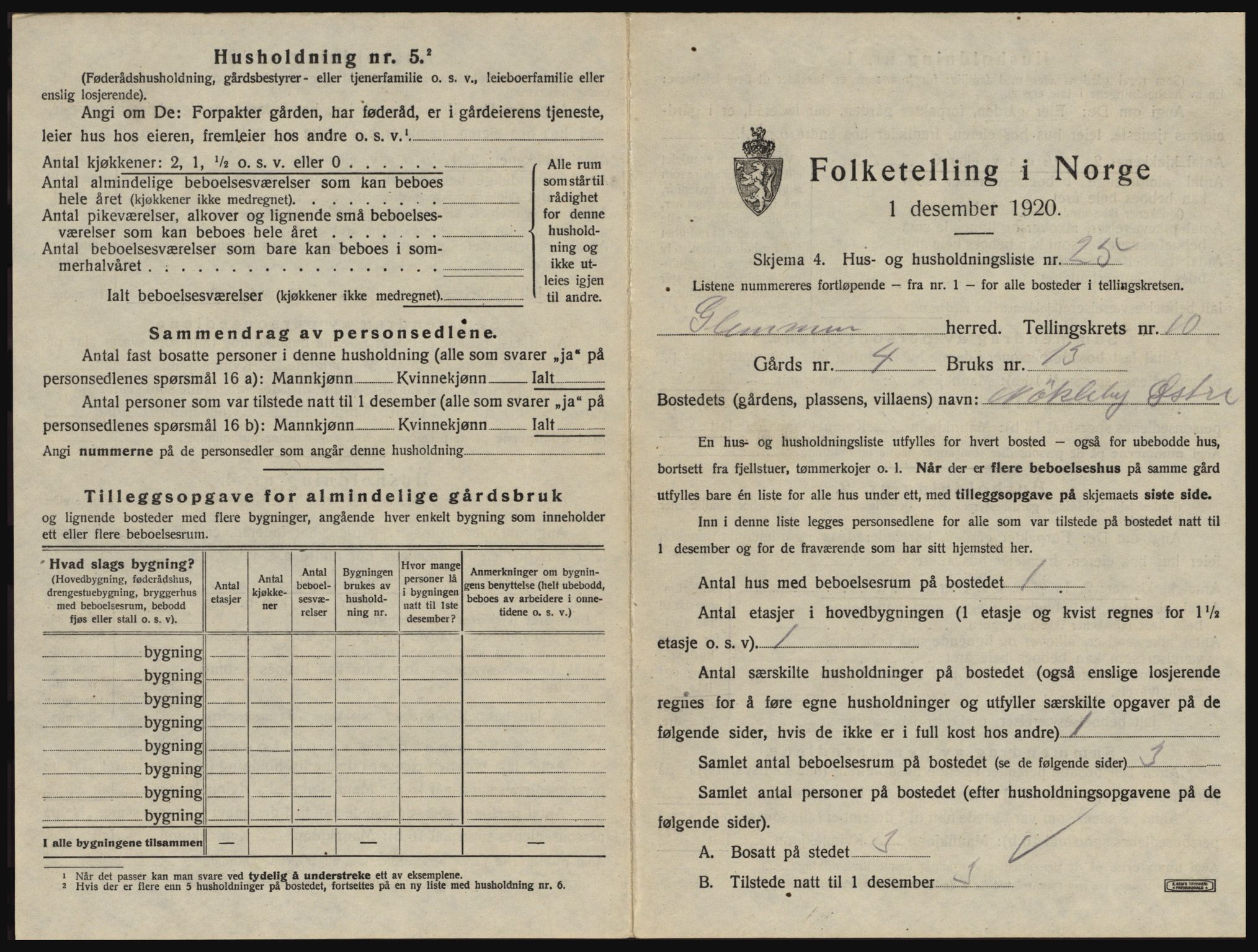 SAO, 1920 census for Glemmen, 1920, p. 1973