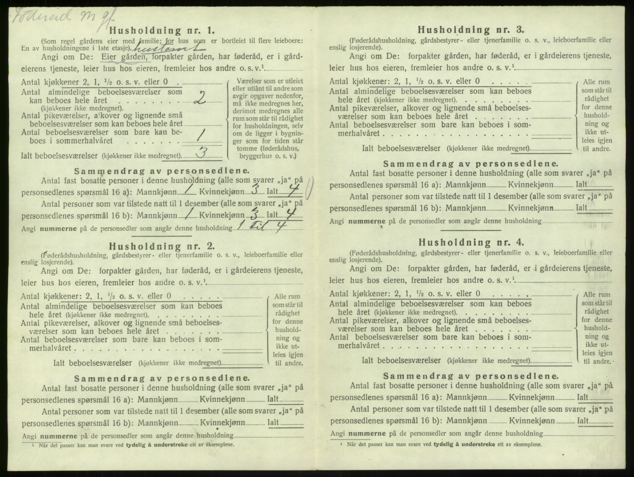 SAB, 1920 census for Bruvik, 1920, p. 1054