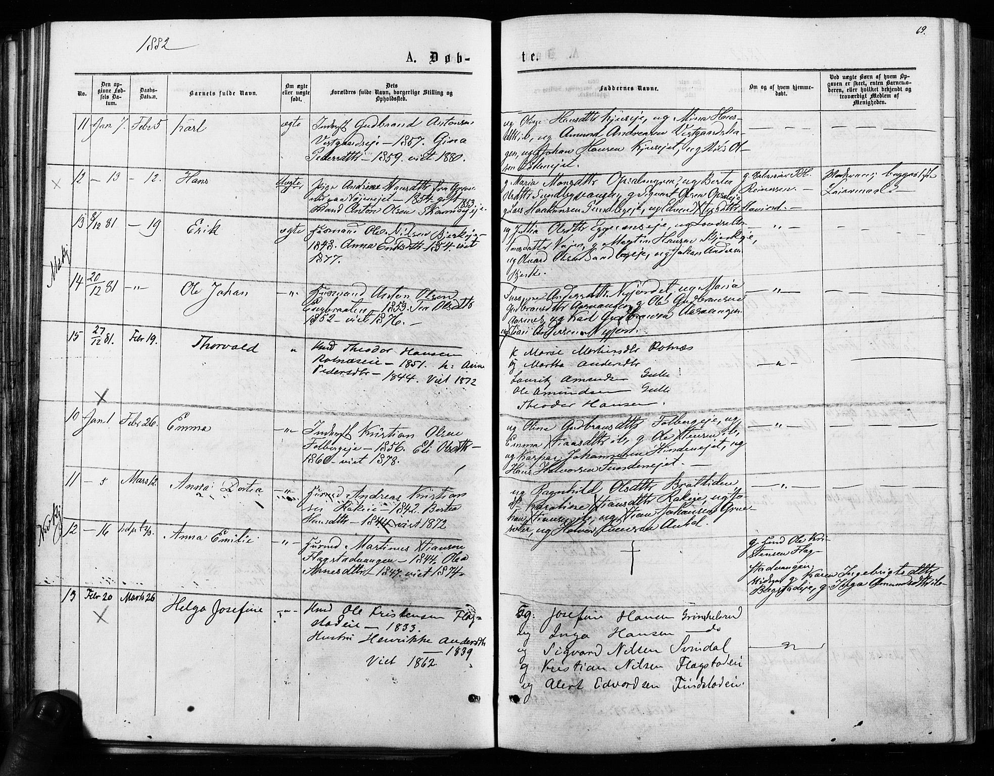 Nes prestekontor Kirkebøker, AV/SAO-A-10410/F/Fa/L0009: Parish register (official) no. I 9, 1875-1882, p. 69