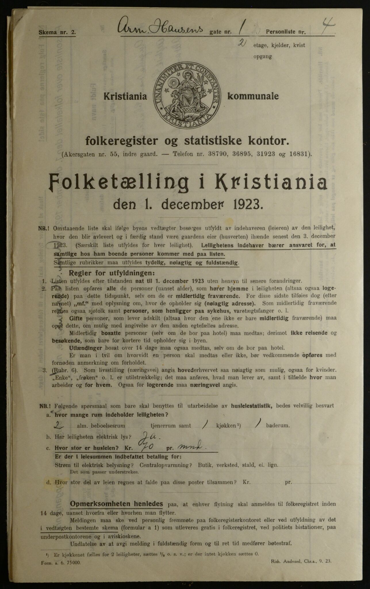 OBA, Municipal Census 1923 for Kristiania, 1923, p. 2584