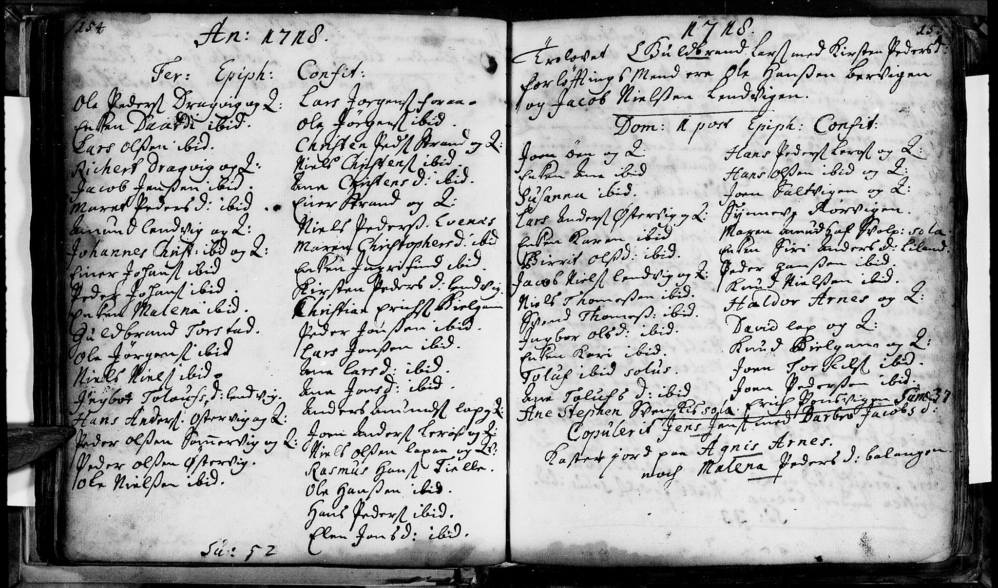 Ministerialprotokoller, klokkerbøker og fødselsregistre - Nordland, AV/SAT-A-1459/863/L0890: Parish register (official) no. 863A02, 1714-1732, p. 154-155