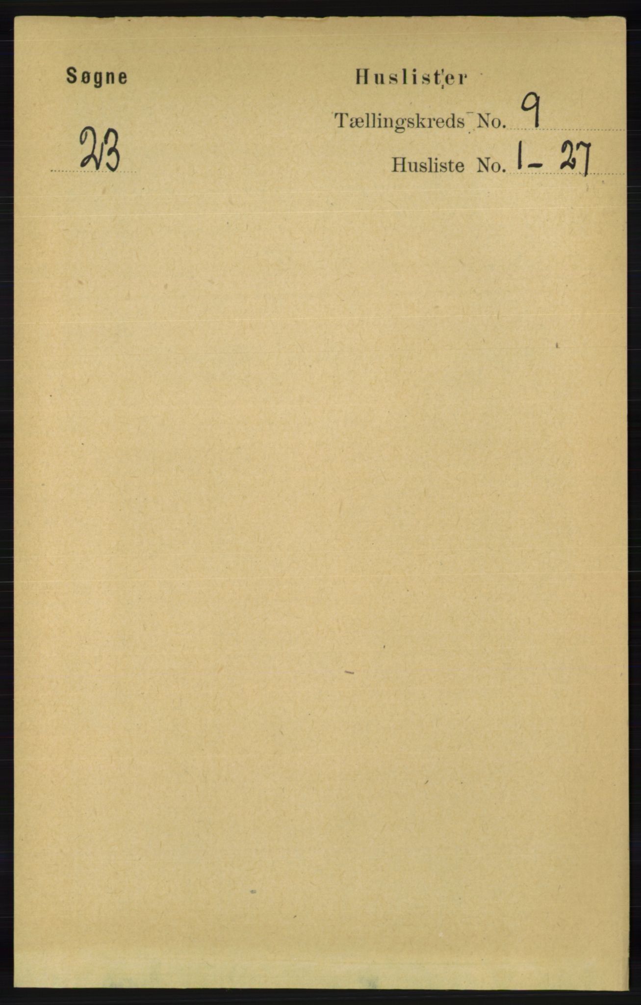 RA, 1891 census for 1018 Søgne, 1891, p. 2492