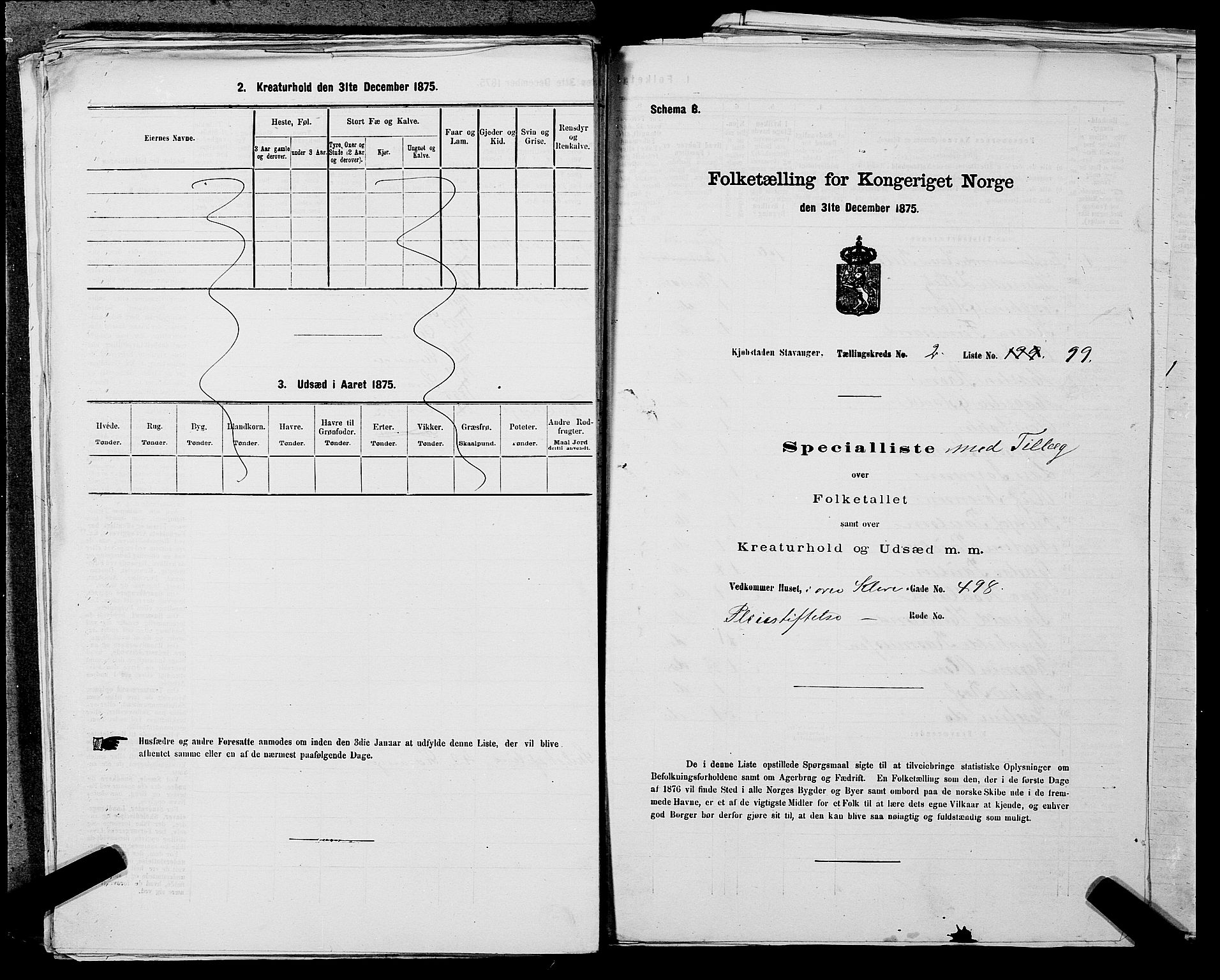 SAST, 1875 census for 1103 Stavanger, 1875, p. 418