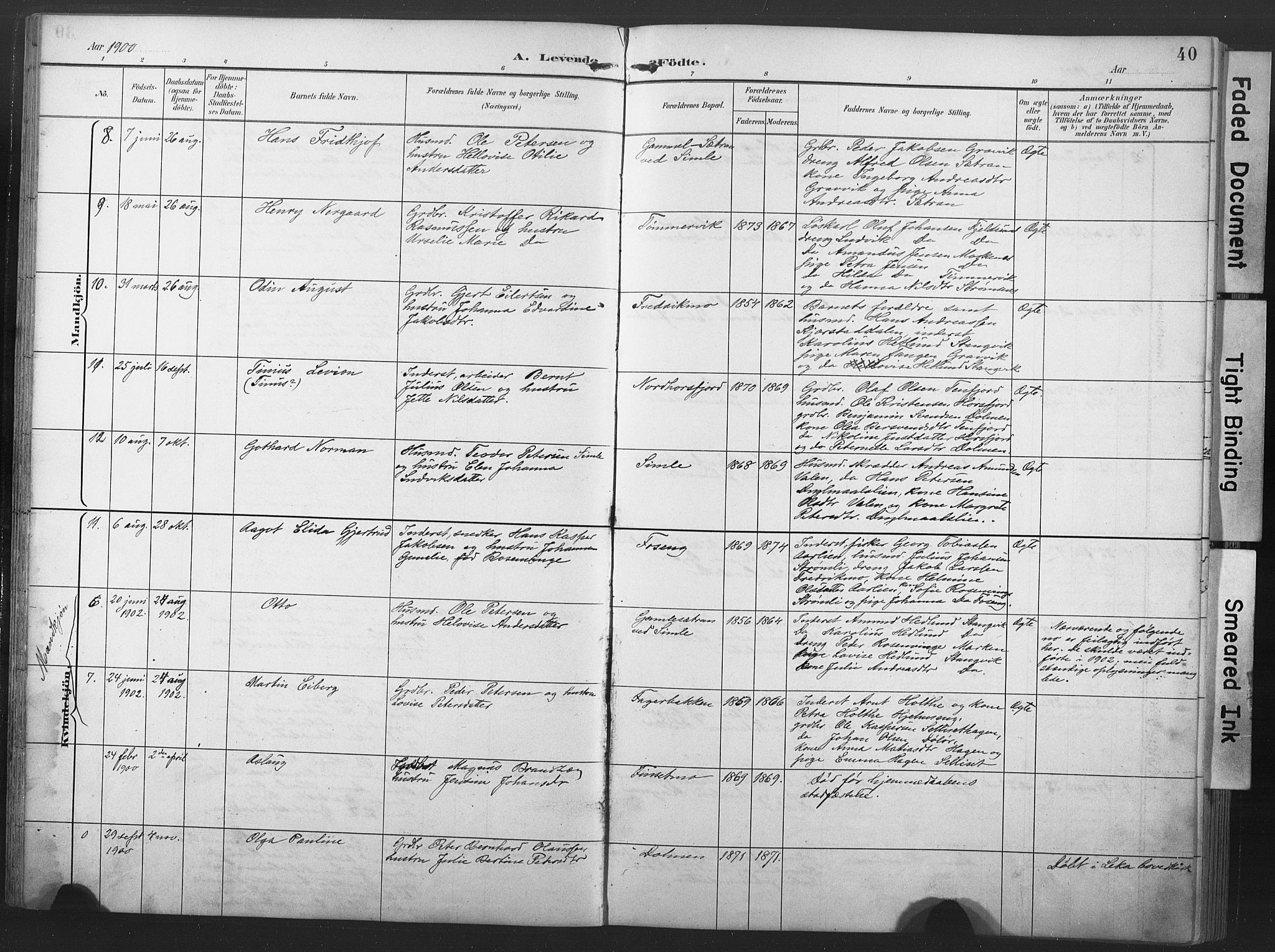 Ministerialprotokoller, klokkerbøker og fødselsregistre - Nord-Trøndelag, AV/SAT-A-1458/789/L0706: Parish register (copy) no. 789C01, 1888-1931, p. 40