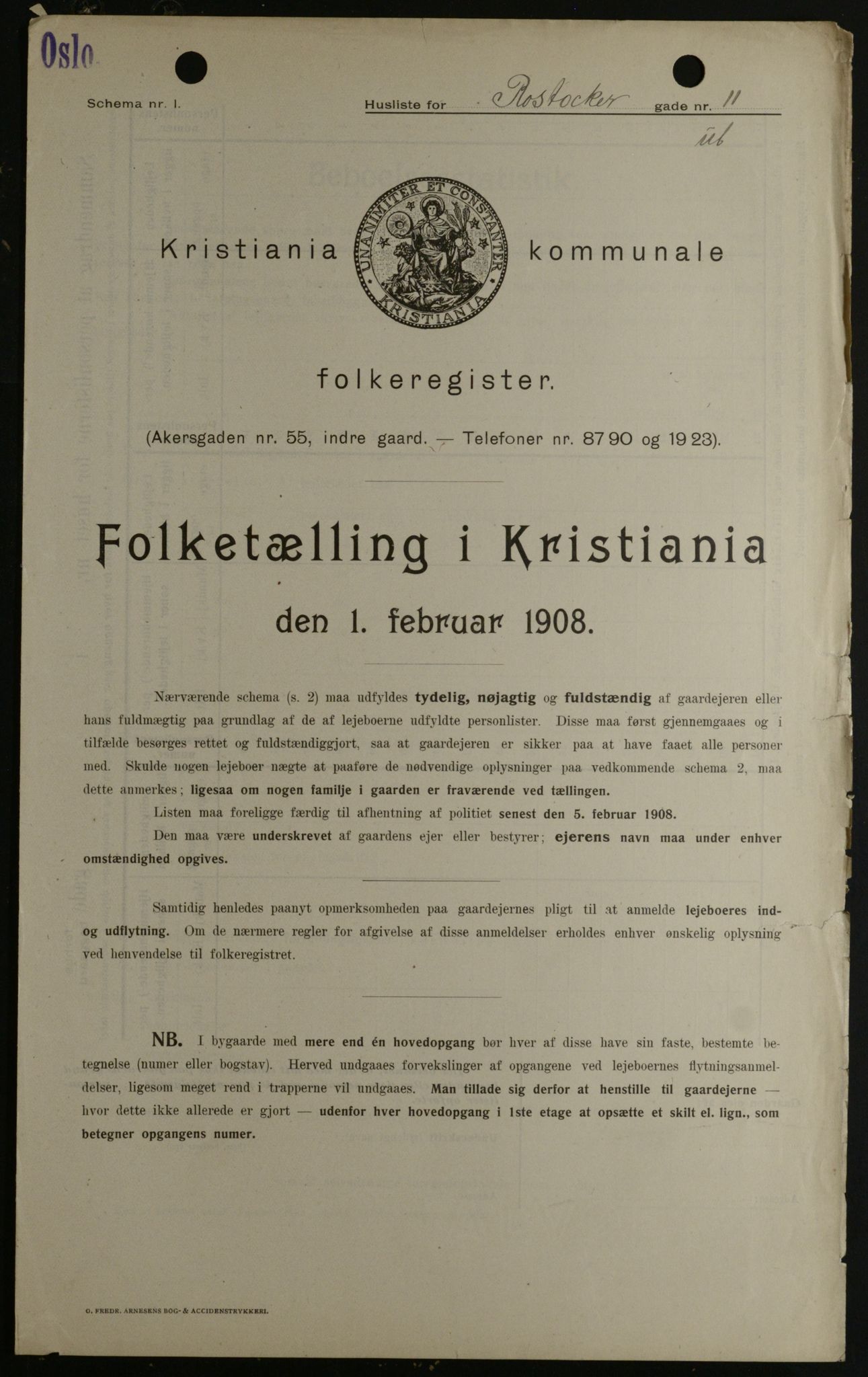 OBA, Municipal Census 1908 for Kristiania, 1908, p. 76190