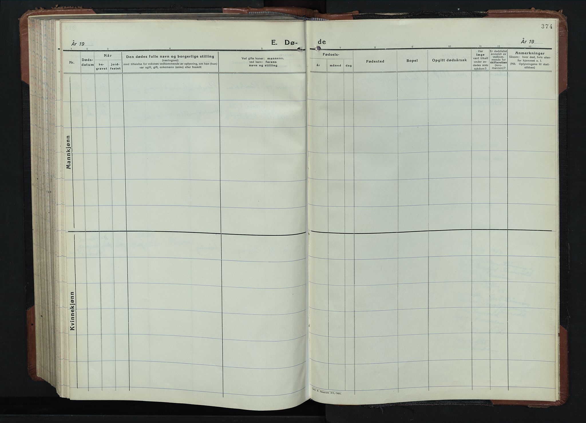 Våler prestekontor, Hedmark, AV/SAH-PREST-040/H/Ha/Hab/L0006: Parish register (copy) no. 6, 1932-1956, p. 374