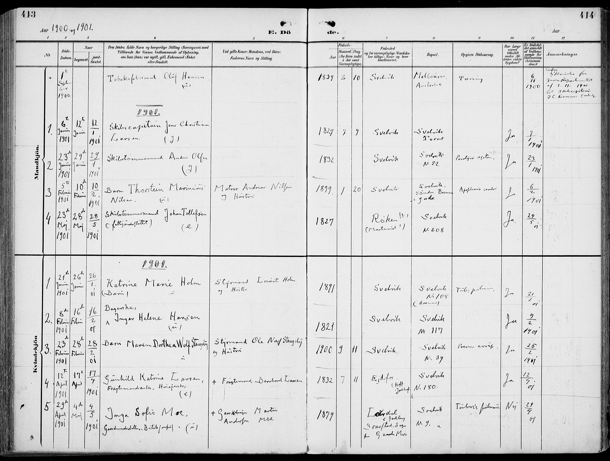 Strømm kirkebøker, AV/SAKO-A-322/F/Fb/L0002: Parish register (official) no. II 2, 1900-1919, p. 413-414