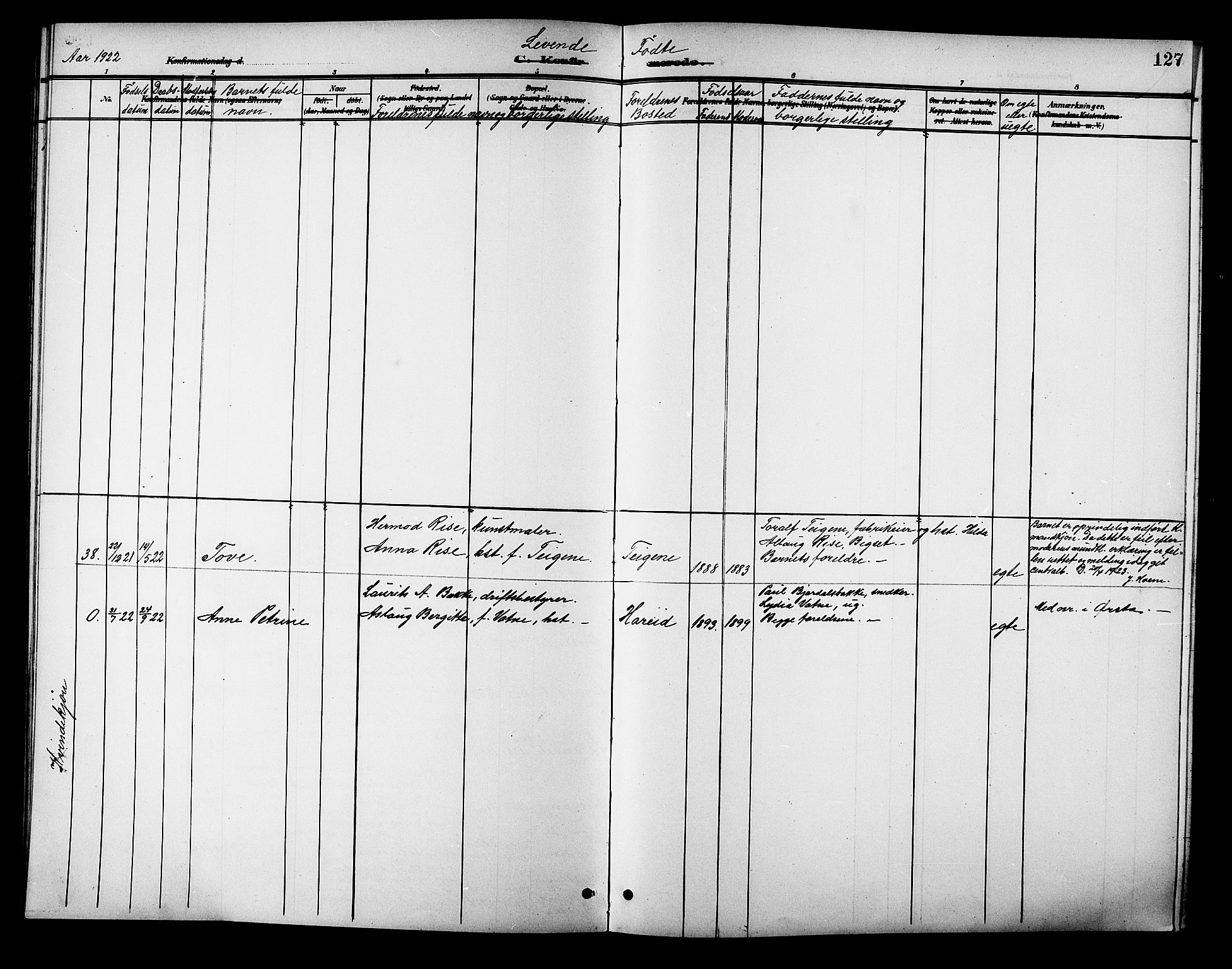 Ministerialprotokoller, klokkerbøker og fødselsregistre - Møre og Romsdal, SAT/A-1454/510/L0126: Parish register (copy) no. 510C03, 1900-1922, p. 127