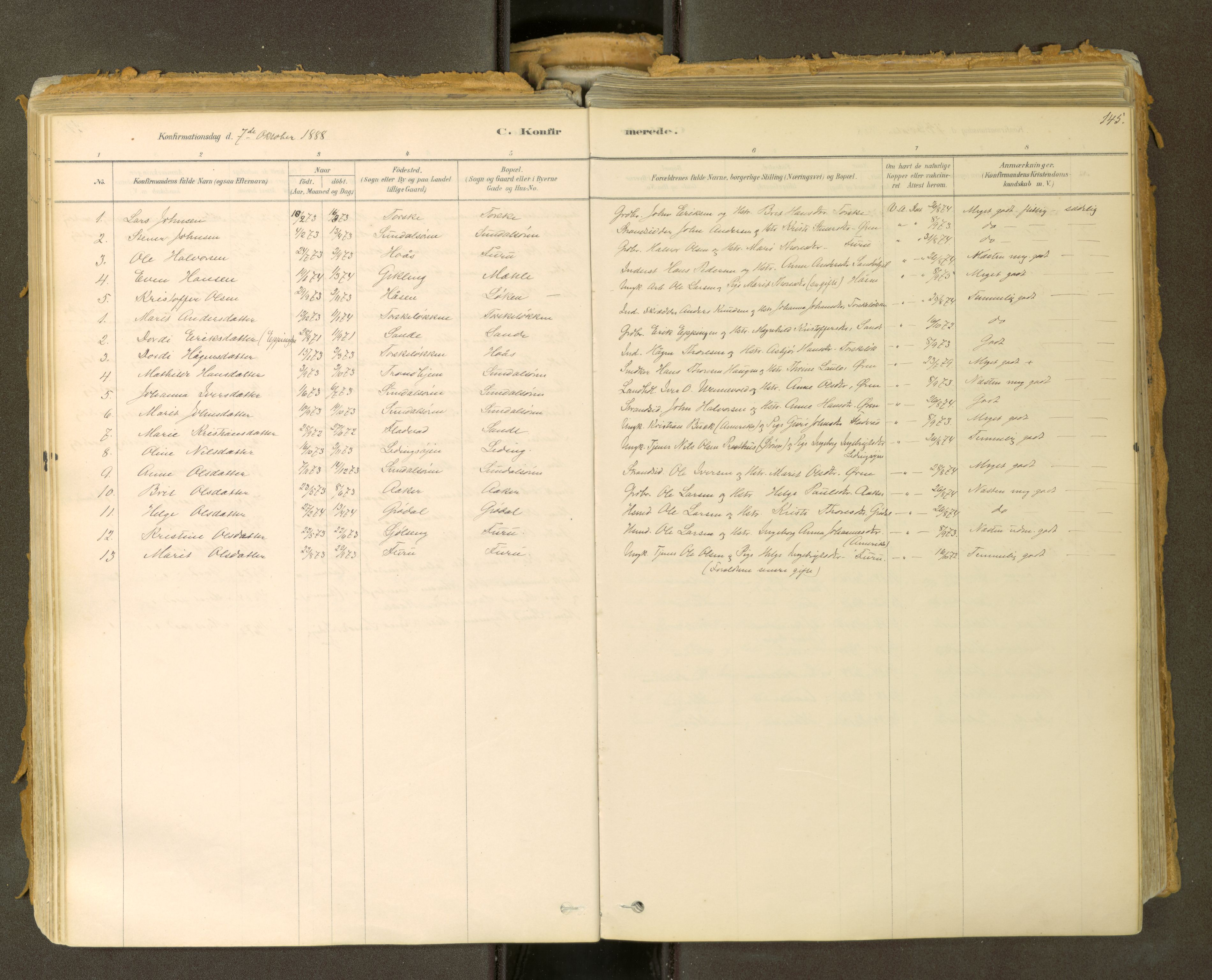 Sunndal sokneprestkontor, SAT/A-1085/1/I/I1/I1a: Parish register (official) no. 2, 1877-1914, p. 145