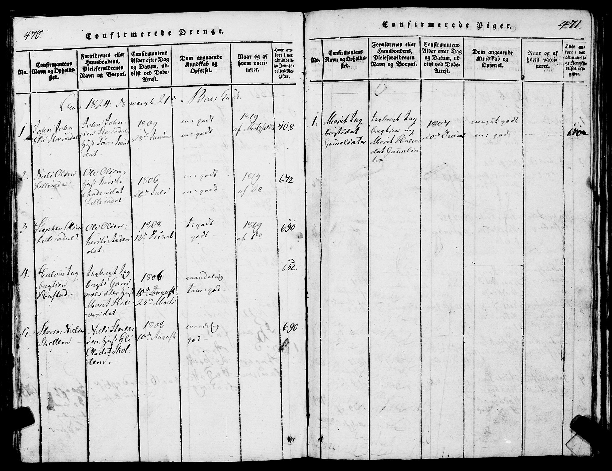Ministerialprotokoller, klokkerbøker og fødselsregistre - Møre og Romsdal, SAT/A-1454/567/L0781: Parish register (copy) no. 567C01, 1818-1845, p. 470-471