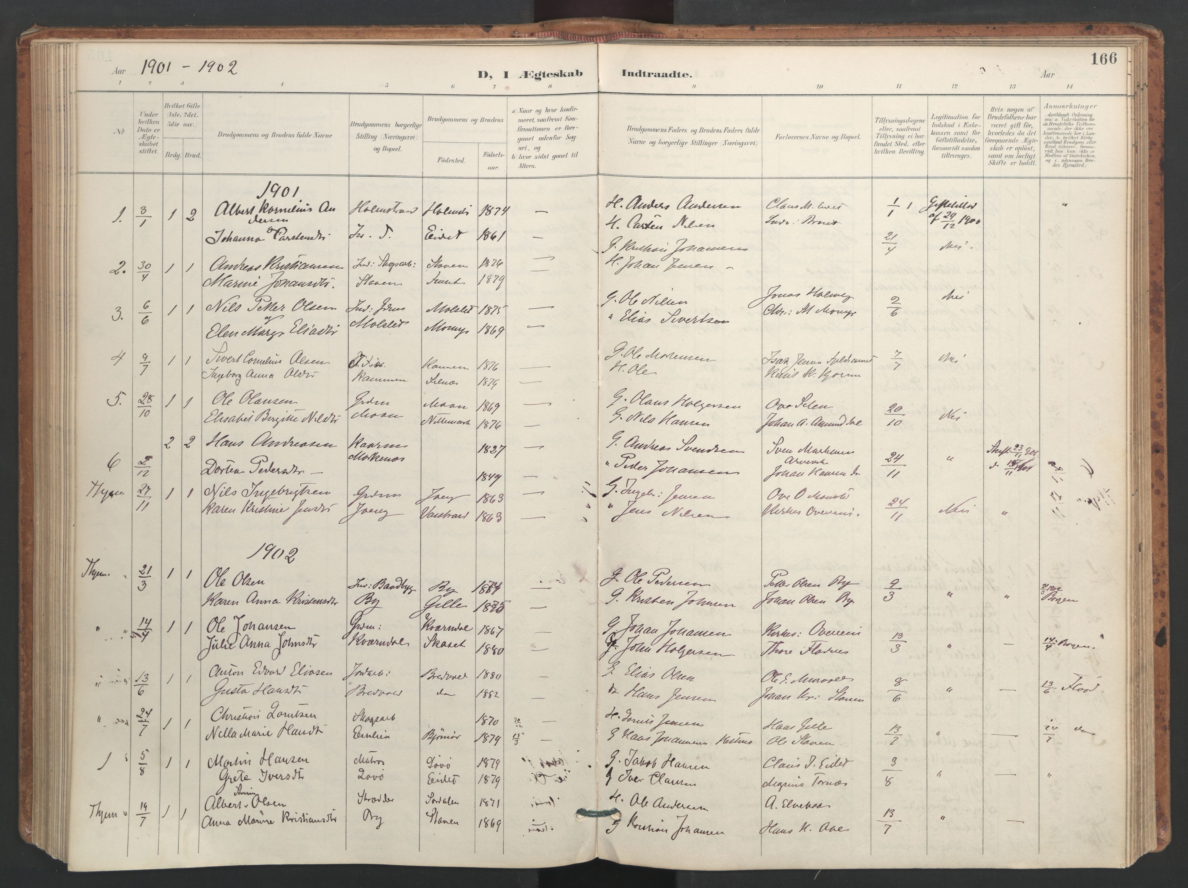 Ministerialprotokoller, klokkerbøker og fødselsregistre - Sør-Trøndelag, SAT/A-1456/655/L0681: Parish register (official) no. 655A10, 1895-1907, p. 166