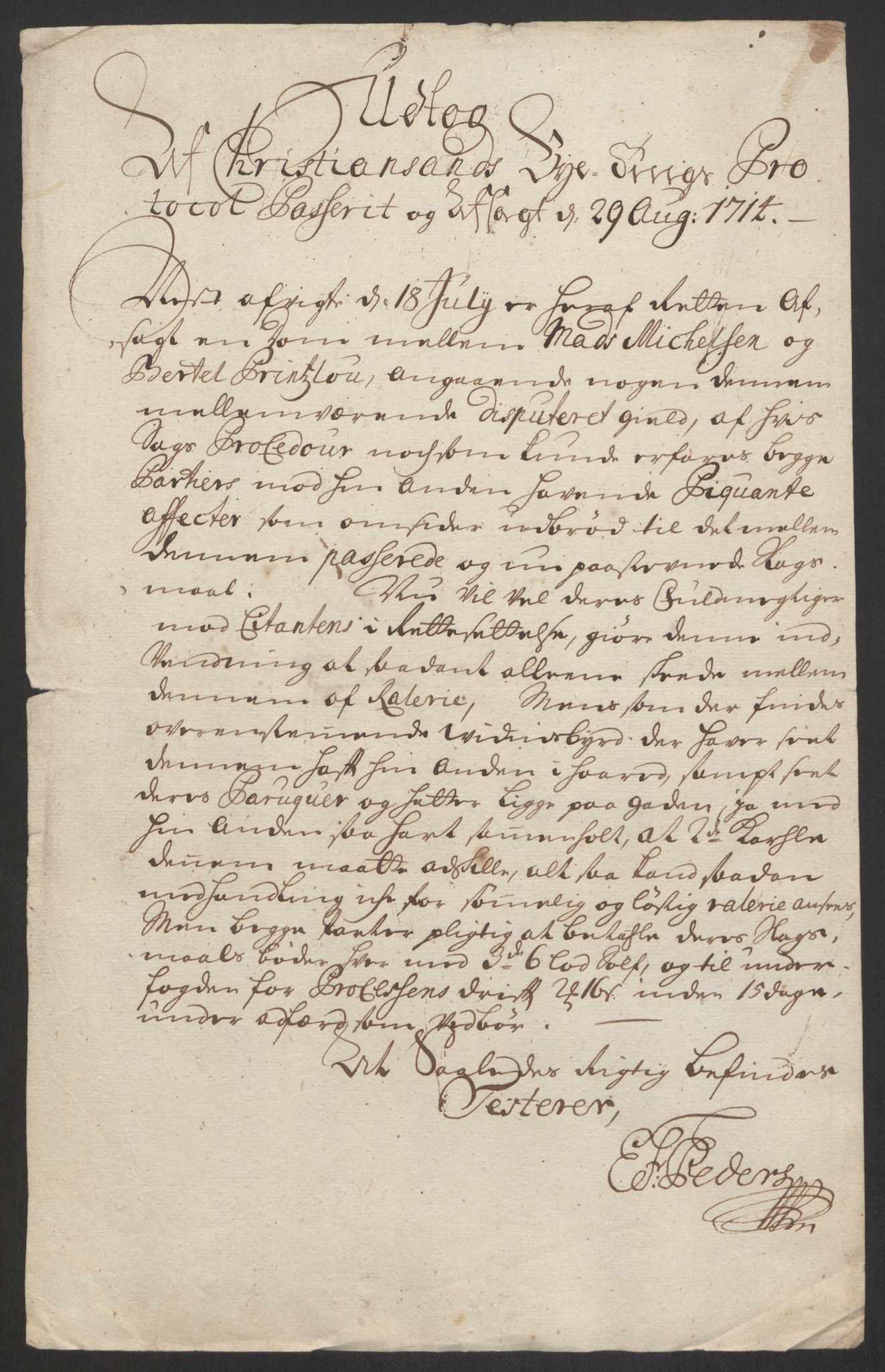 Rentekammeret inntil 1814, Reviderte regnskaper, Byregnskaper, RA/EA-4066/R/Rm/L0285: [M18] Sikt og sakefall, 1681-1718, p. 434