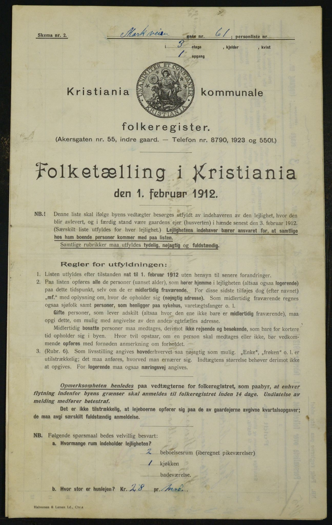 OBA, Municipal Census 1912 for Kristiania, 1912, p. 64851