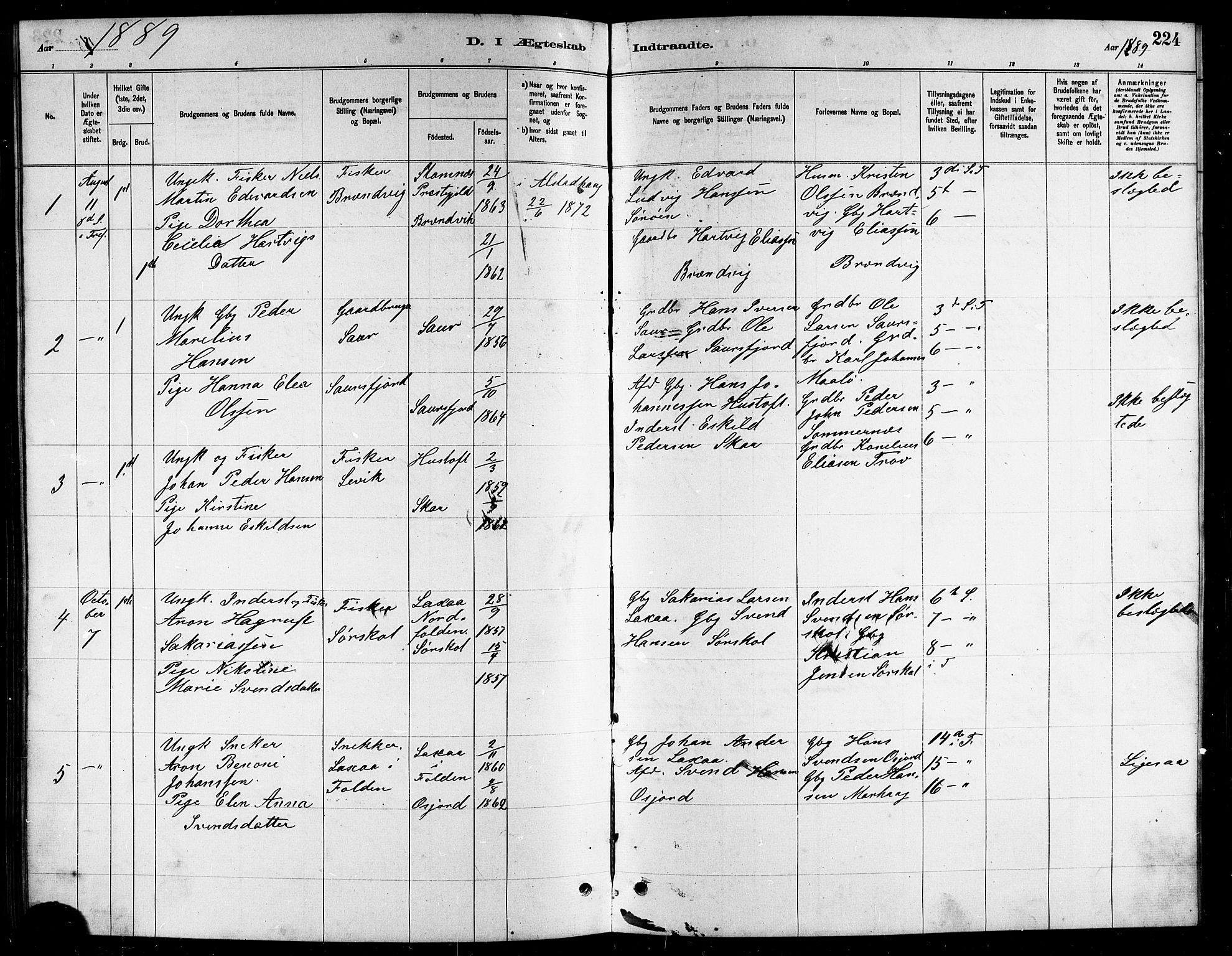 Ministerialprotokoller, klokkerbøker og fødselsregistre - Nordland, SAT/A-1459/857/L0828: Parish register (copy) no. 857C03, 1879-1908, p. 224