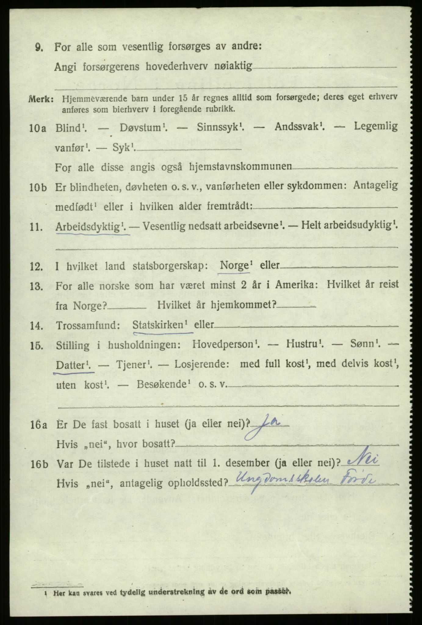 SAB, 1920 census for Bremanger, 1920, p. 7039