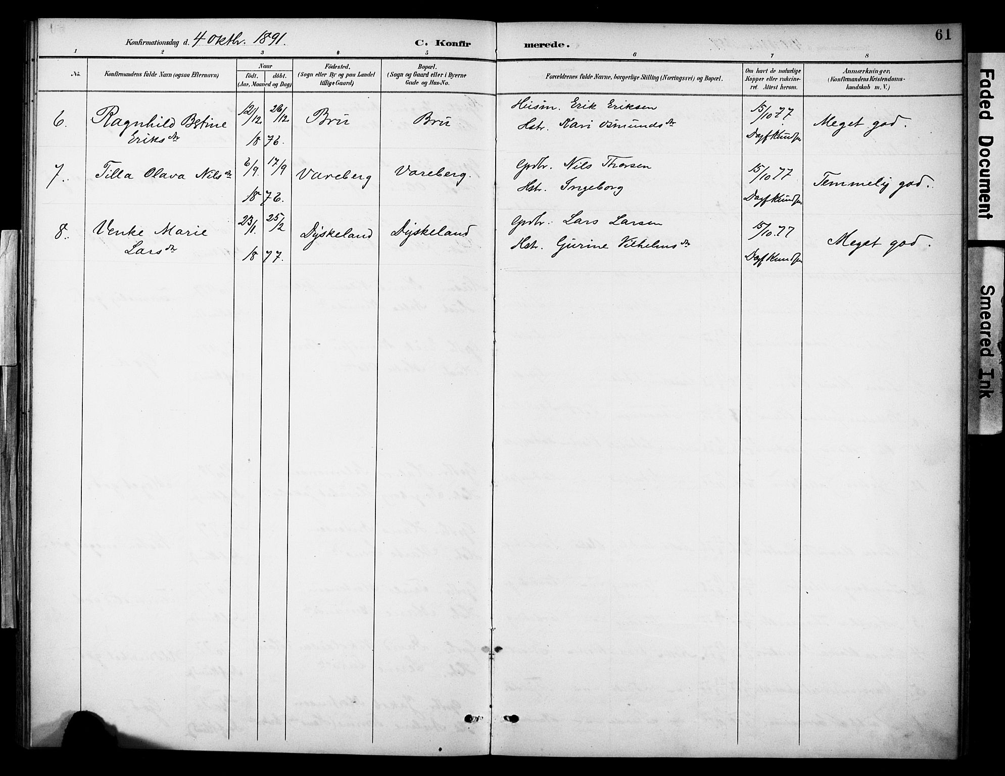 Rennesøy sokneprestkontor, AV/SAST-A -101827/H/Ha/Haa/L0015: Parish register (official) no. A 15, 1891-1908, p. 61