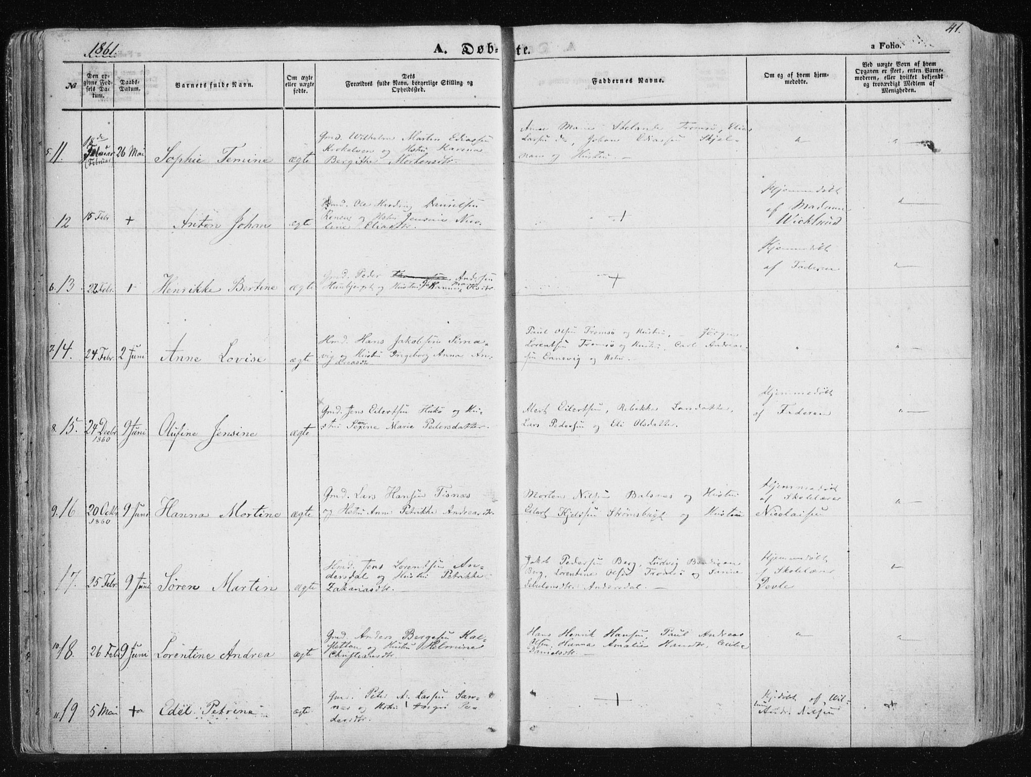 Tromsøysund sokneprestkontor, SATØ/S-1304/G/Ga/L0001kirke: Parish register (official) no. 1, 1856-1867, p. 41