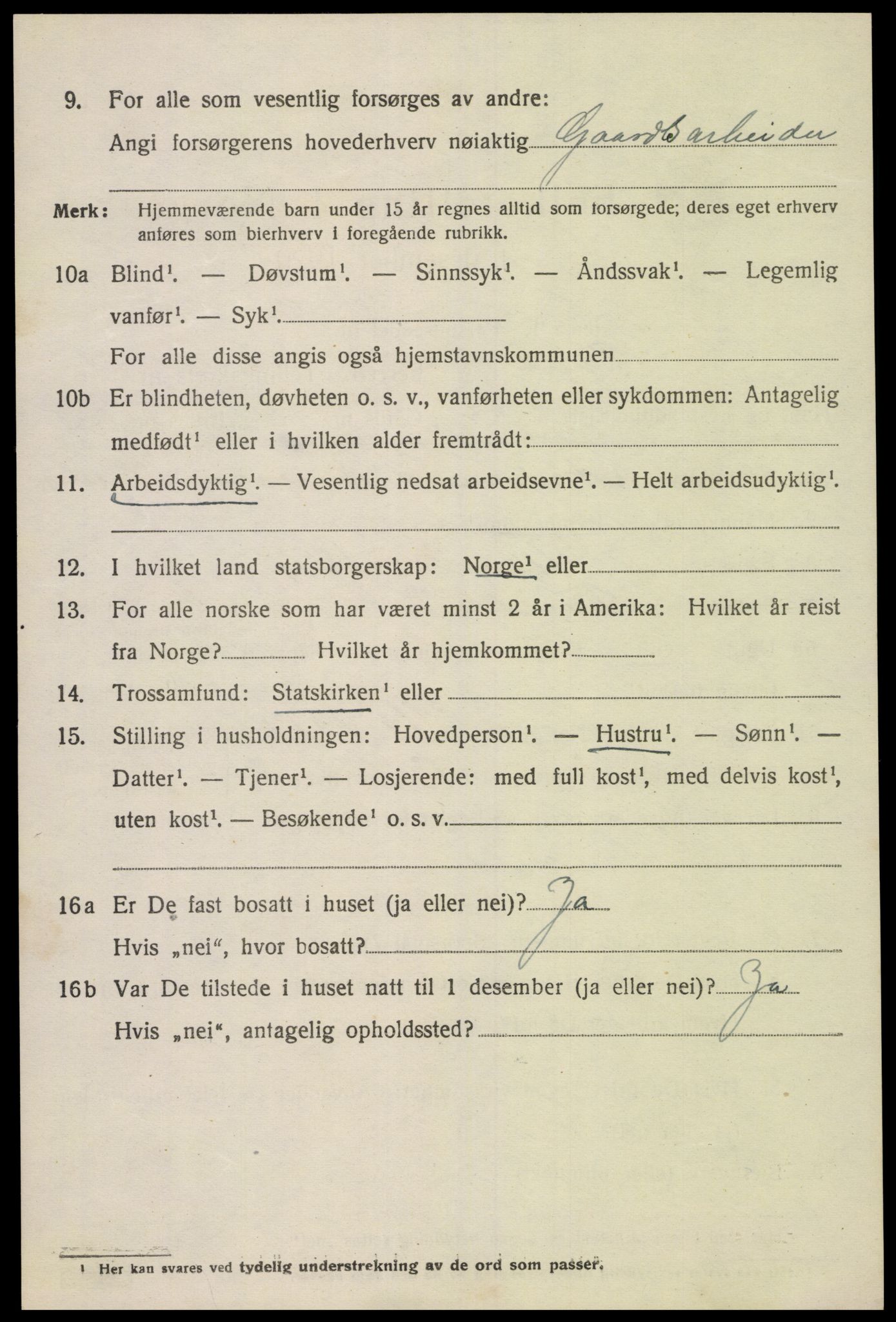 SAK, 1920 census for Tveit, 1920, p. 3161