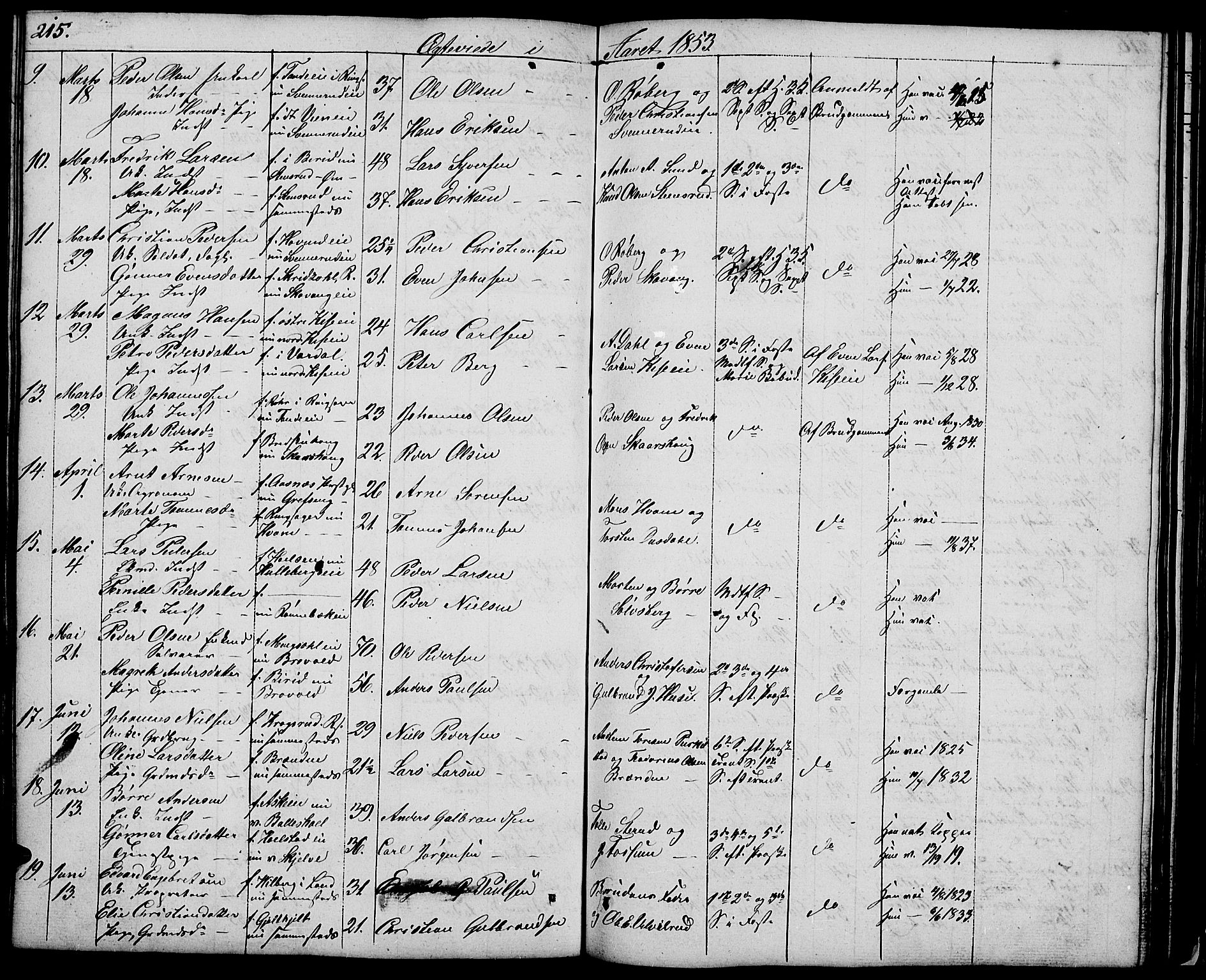 Nes prestekontor, Hedmark, AV/SAH-PREST-020/L/La/L0004: Parish register (copy) no. 4, 1832-1861, p. 215