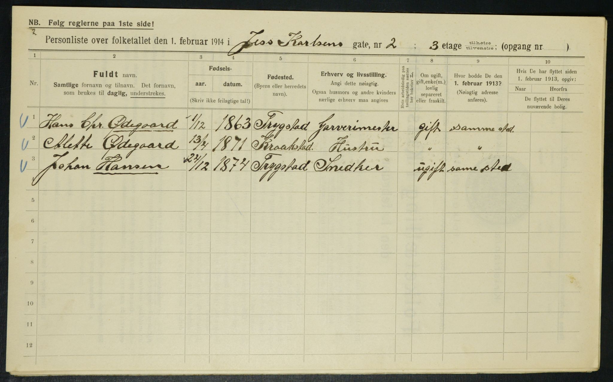 OBA, Municipal Census 1914 for Kristiania, 1914, p. 46986