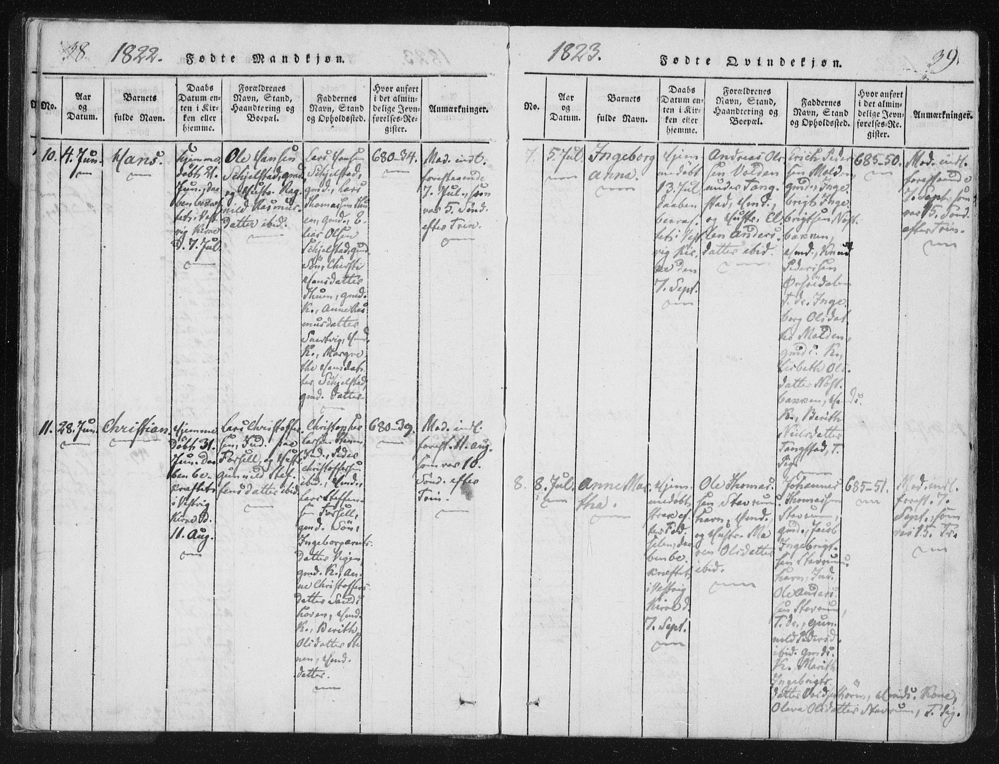 Ministerialprotokoller, klokkerbøker og fødselsregistre - Nord-Trøndelag, AV/SAT-A-1458/744/L0417: Parish register (official) no. 744A01, 1817-1842, p. 38-39