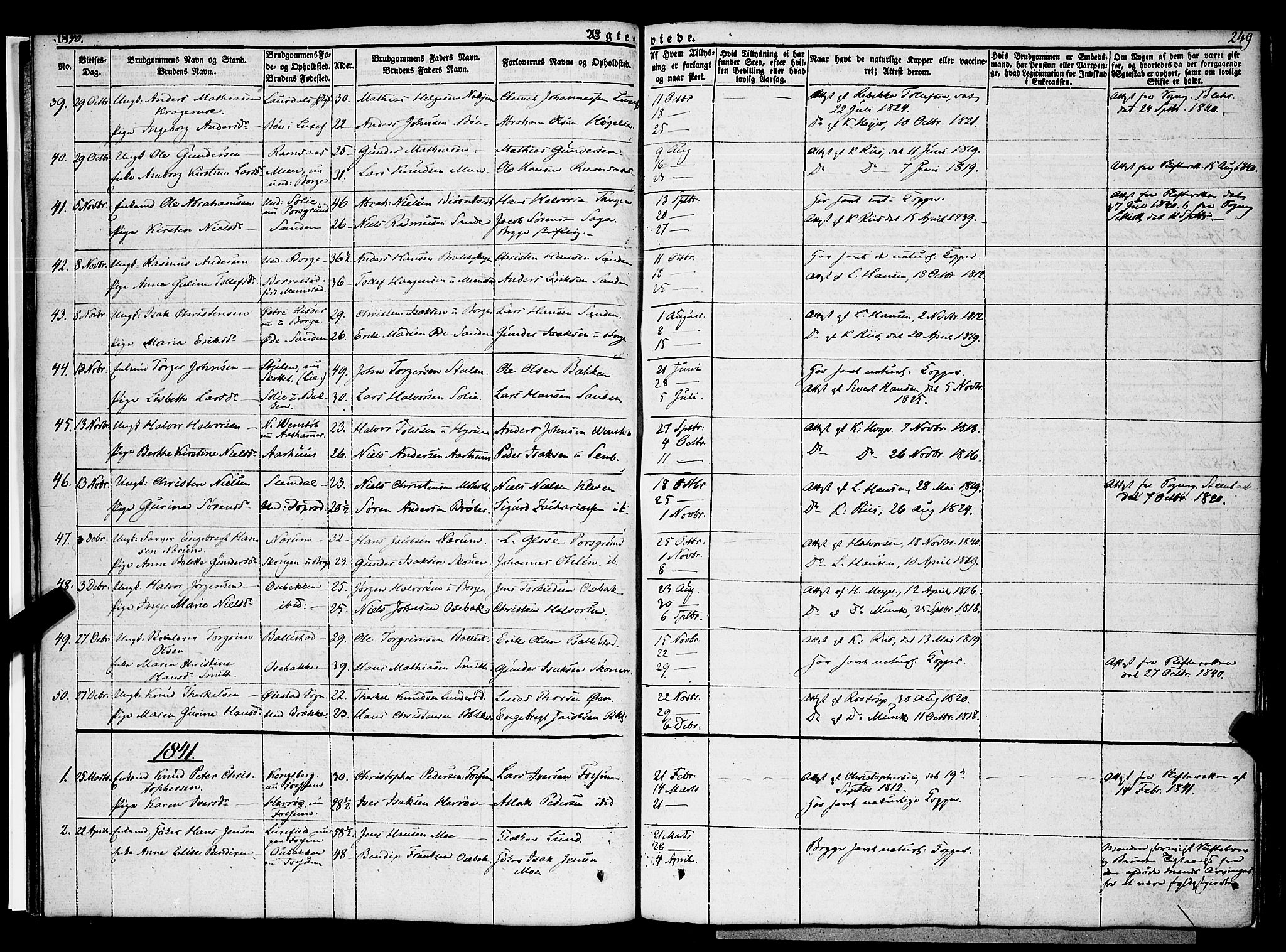 Gjerpen kirkebøker, SAKO/A-265/F/Fa/L0007b: Parish register (official) no. I 7B, 1834-1857, p. 249