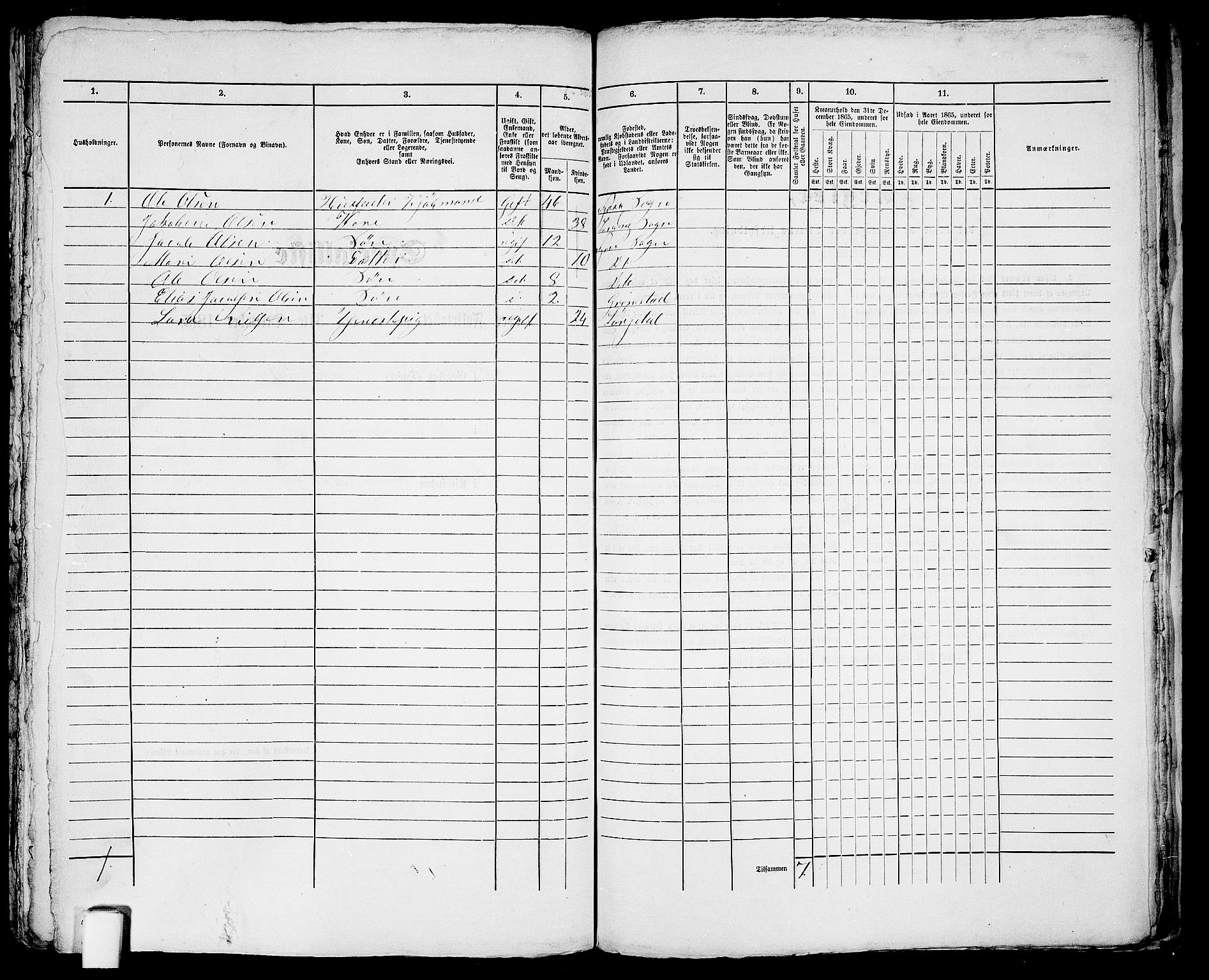 RA, 1865 census for Fjære/Grimstad, 1865, p. 369