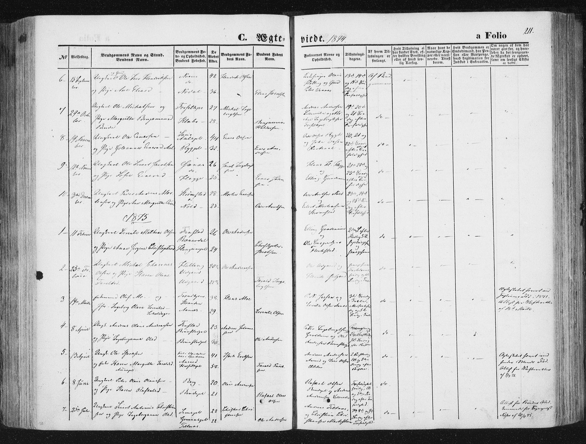 Ministerialprotokoller, klokkerbøker og fødselsregistre - Nord-Trøndelag, SAT/A-1458/746/L0447: Parish register (official) no. 746A06, 1860-1877, p. 211