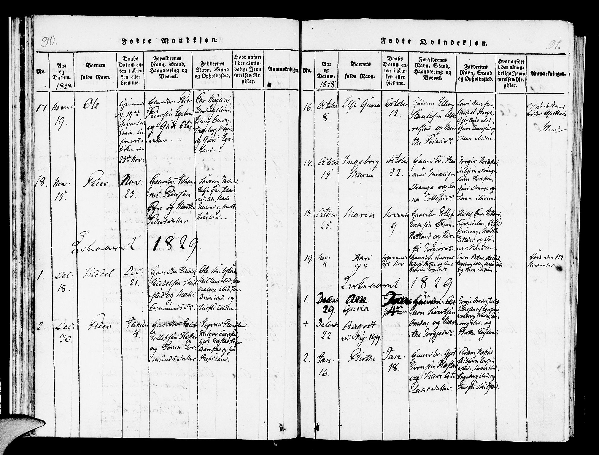 Helleland sokneprestkontor, SAST/A-101810: Parish register (official) no. A 4, 1815-1834, p. 90-91