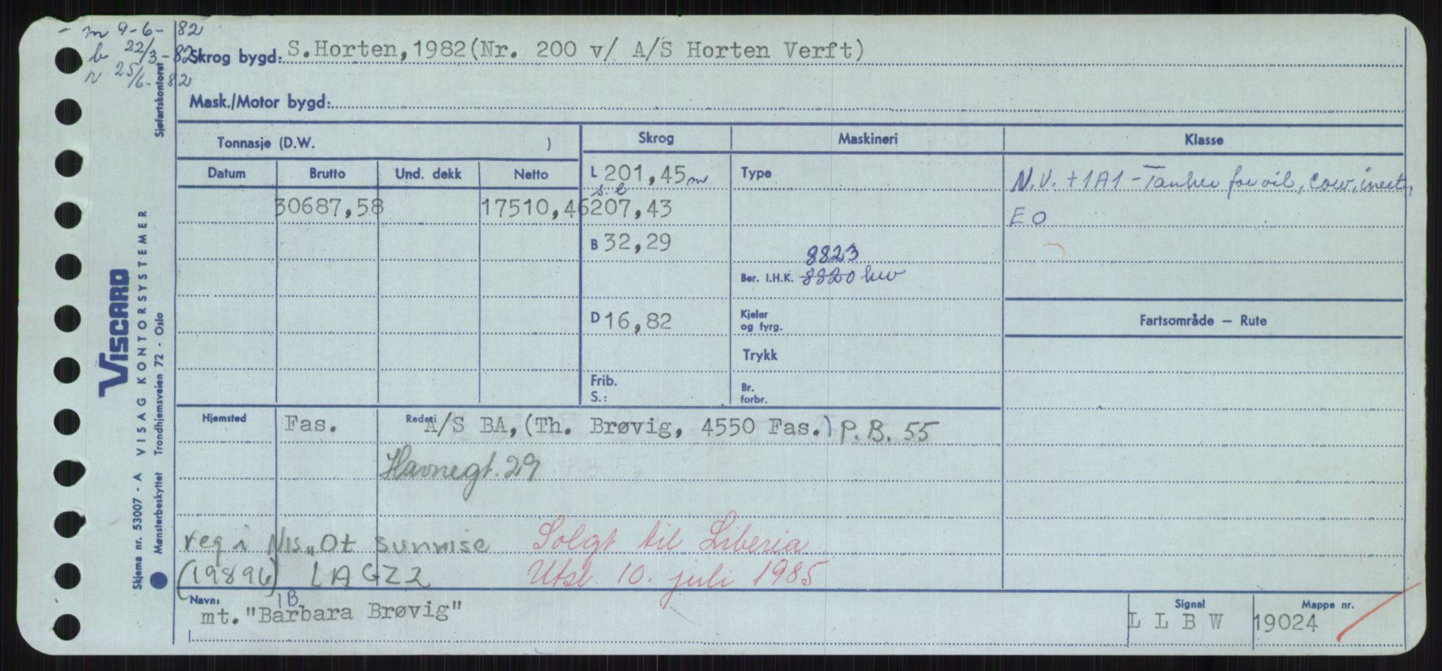 Sjøfartsdirektoratet med forløpere, Skipsmålingen, RA/S-1627/H/Hd/L0003: Fartøy, B-Bev, p. 239