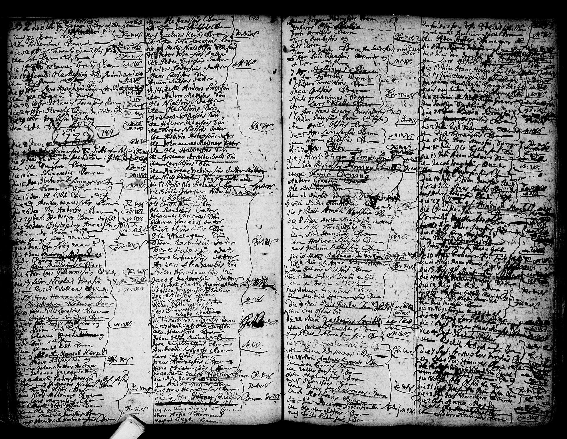 Kongsberg kirkebøker, AV/SAKO-A-22/F/Fa/L0002: Parish register (official) no. I 2, 1721-1743, p. 234-235