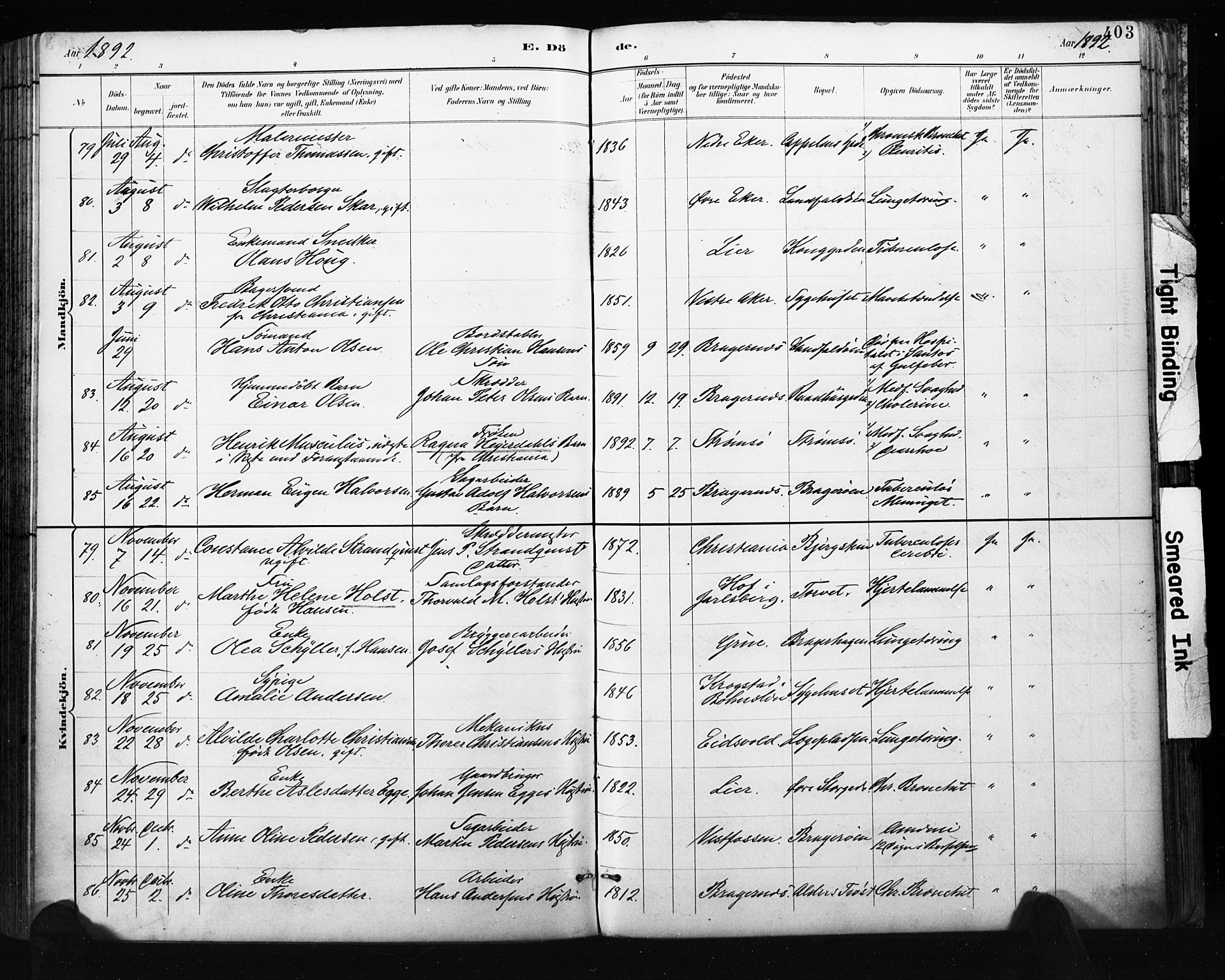 Bragernes kirkebøker, AV/SAKO-A-6/F/Fb/L0007: Parish register (official) no. II 7, 1885-1893, p. 403