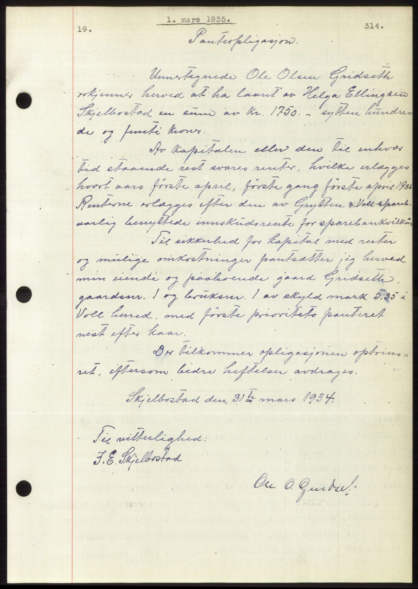 Romsdal sorenskriveri, AV/SAT-A-4149/1/2/2C/L0066: Mortgage book no. 60, 1934-1935, Deed date: 01.03.1935