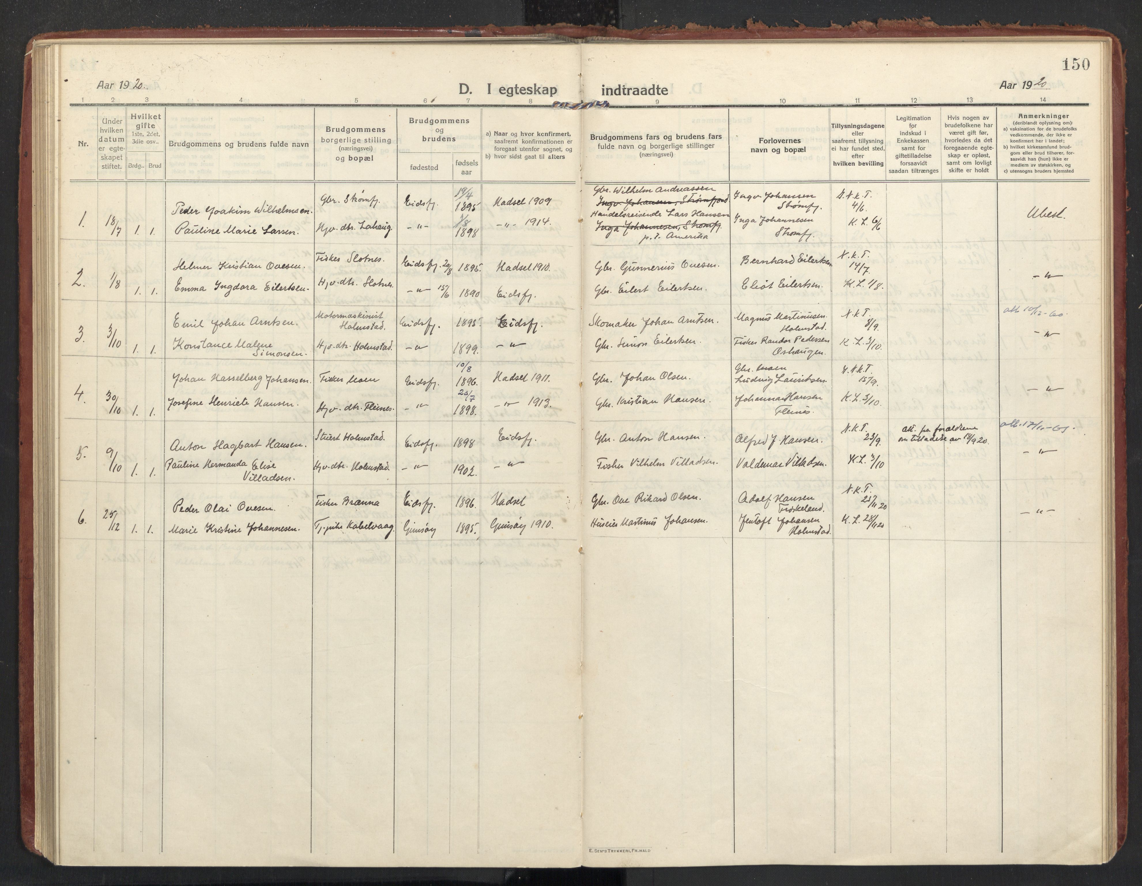 Ministerialprotokoller, klokkerbøker og fødselsregistre - Nordland, SAT/A-1459/890/L1288: Parish register (official) no. 890A03, 1915-1925, p. 150