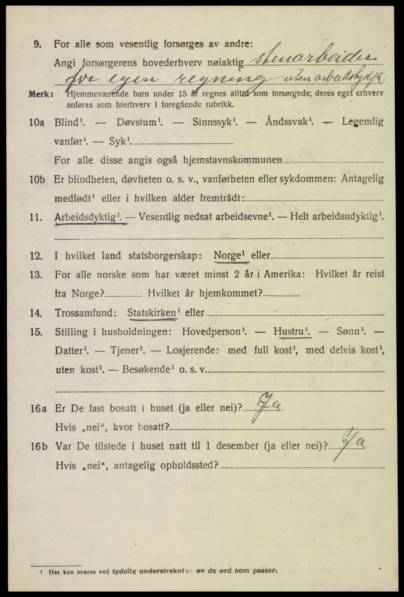 SAK, 1920 census for Vennesla, 1920, p. 4507