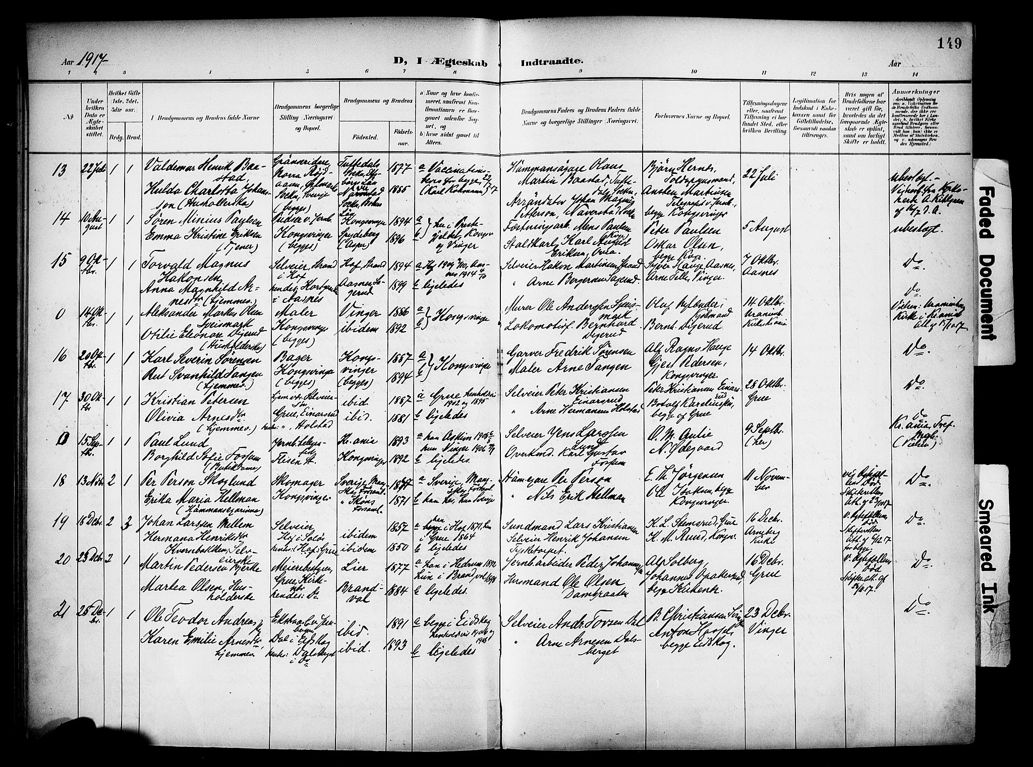 Vinger prestekontor, SAH/PREST-024/H/Ha/Haa/L0016: Parish register (official) no. 16, 1898-1920, p. 149