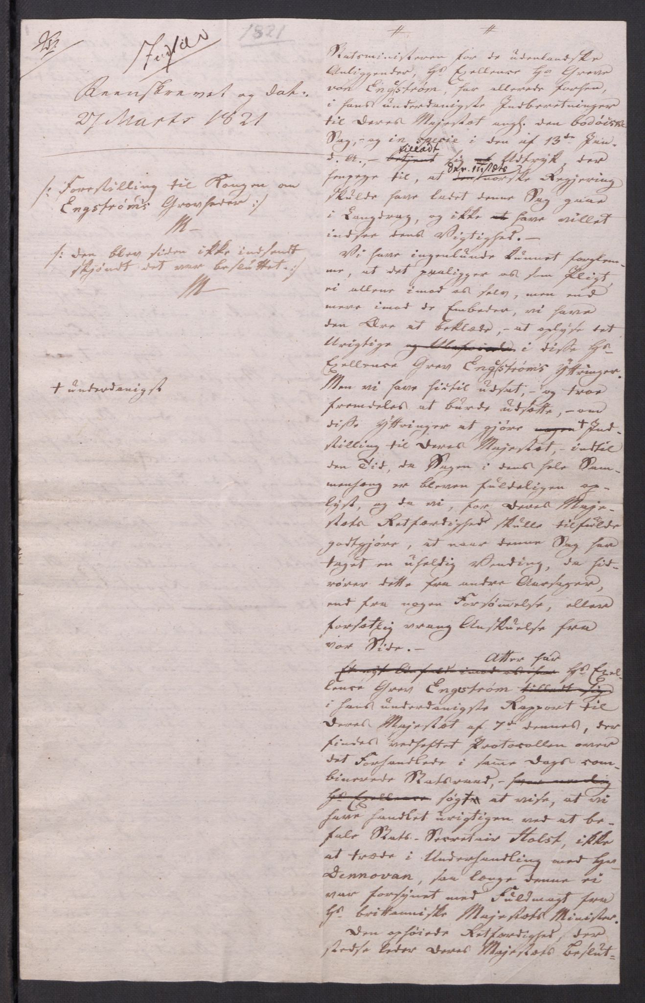 Motzfeldt-familien, AV/RA-PA-0234/D/L001b/0009: -- / "Til de trykte Optegnelser", 1821-1836